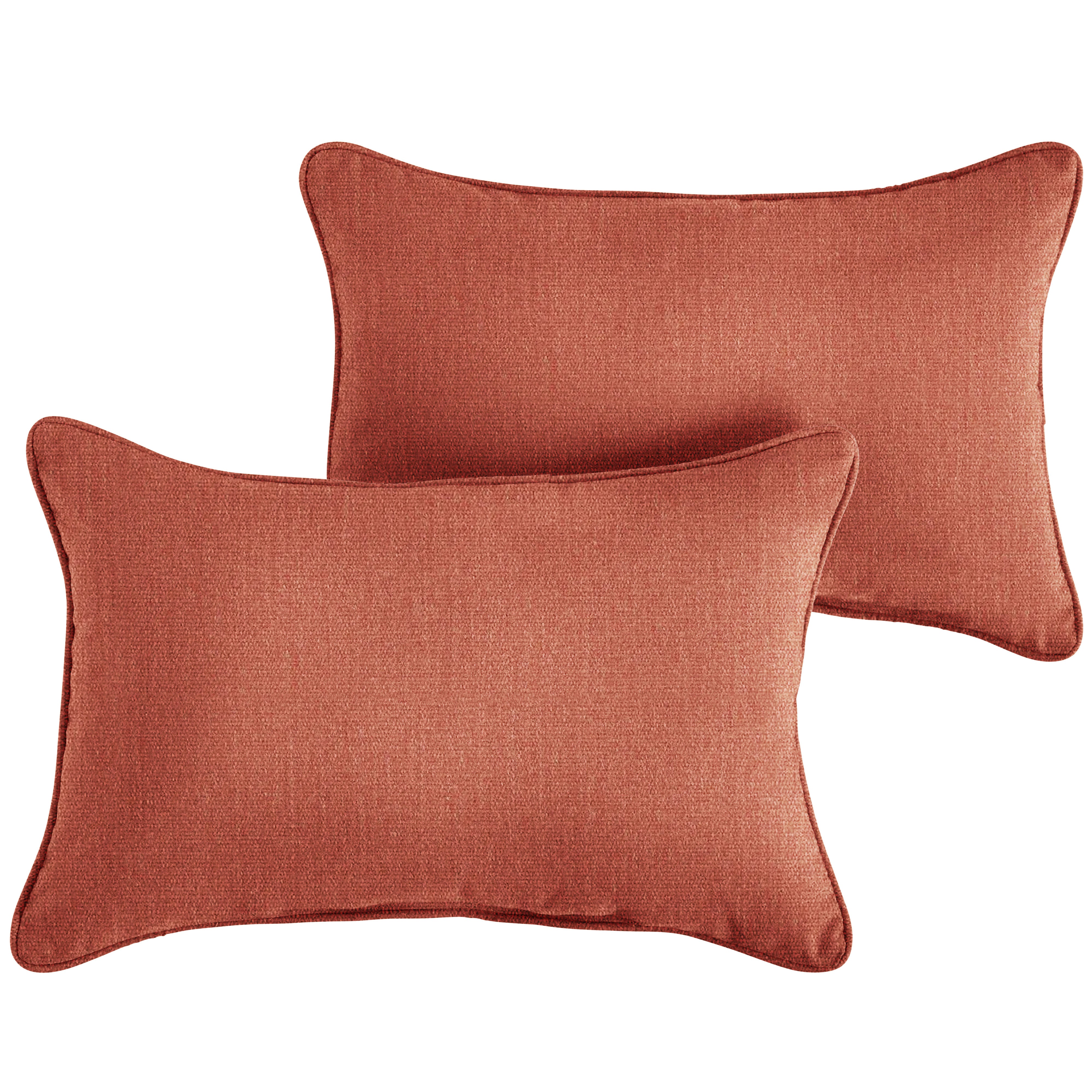 Canvas Sunbrella Solid Outdoor Lumbar Pillow Set of 2, Persimmon