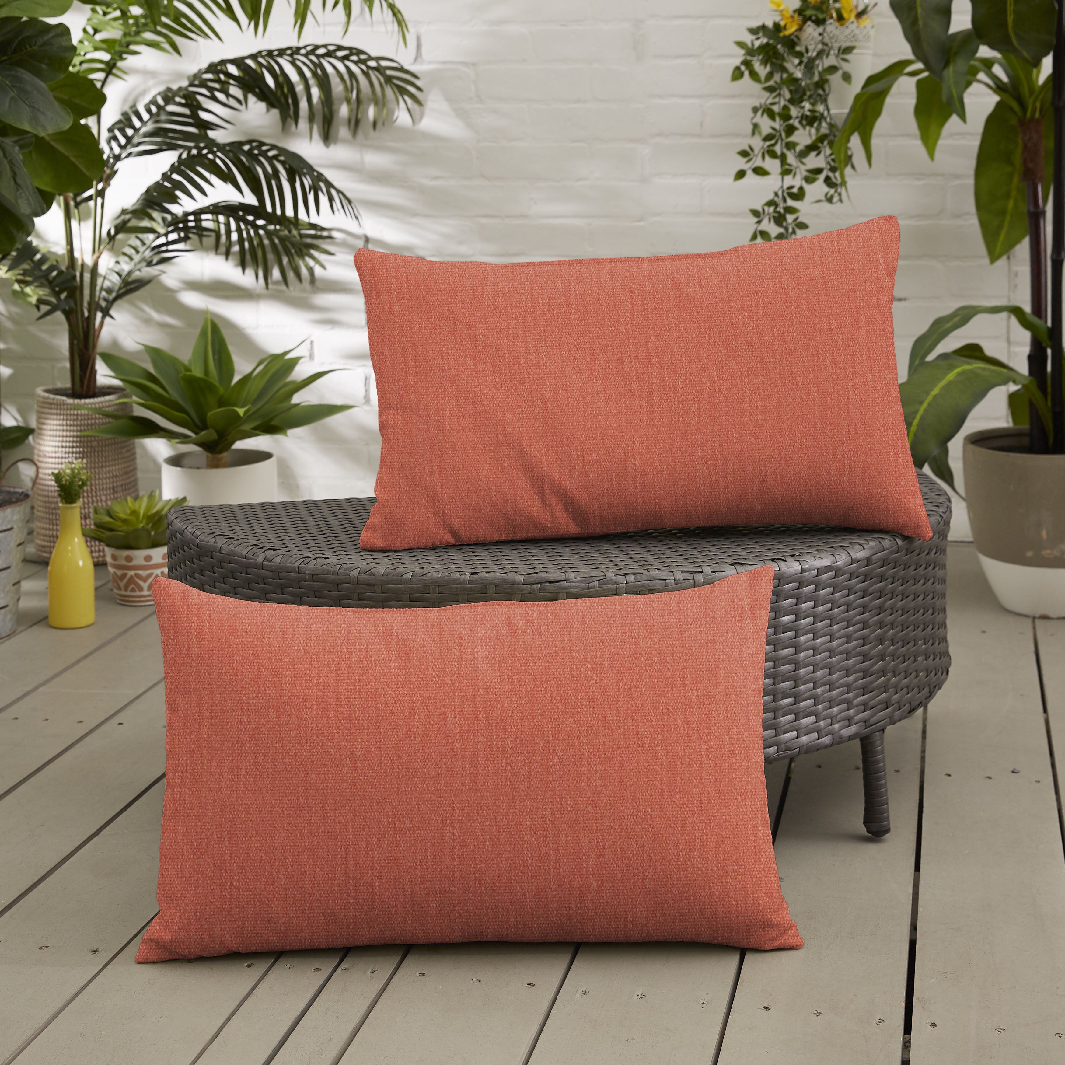 Canvas Sunbrella Solid Knife Edge Outdoor Lumbar Pillow Set of 2