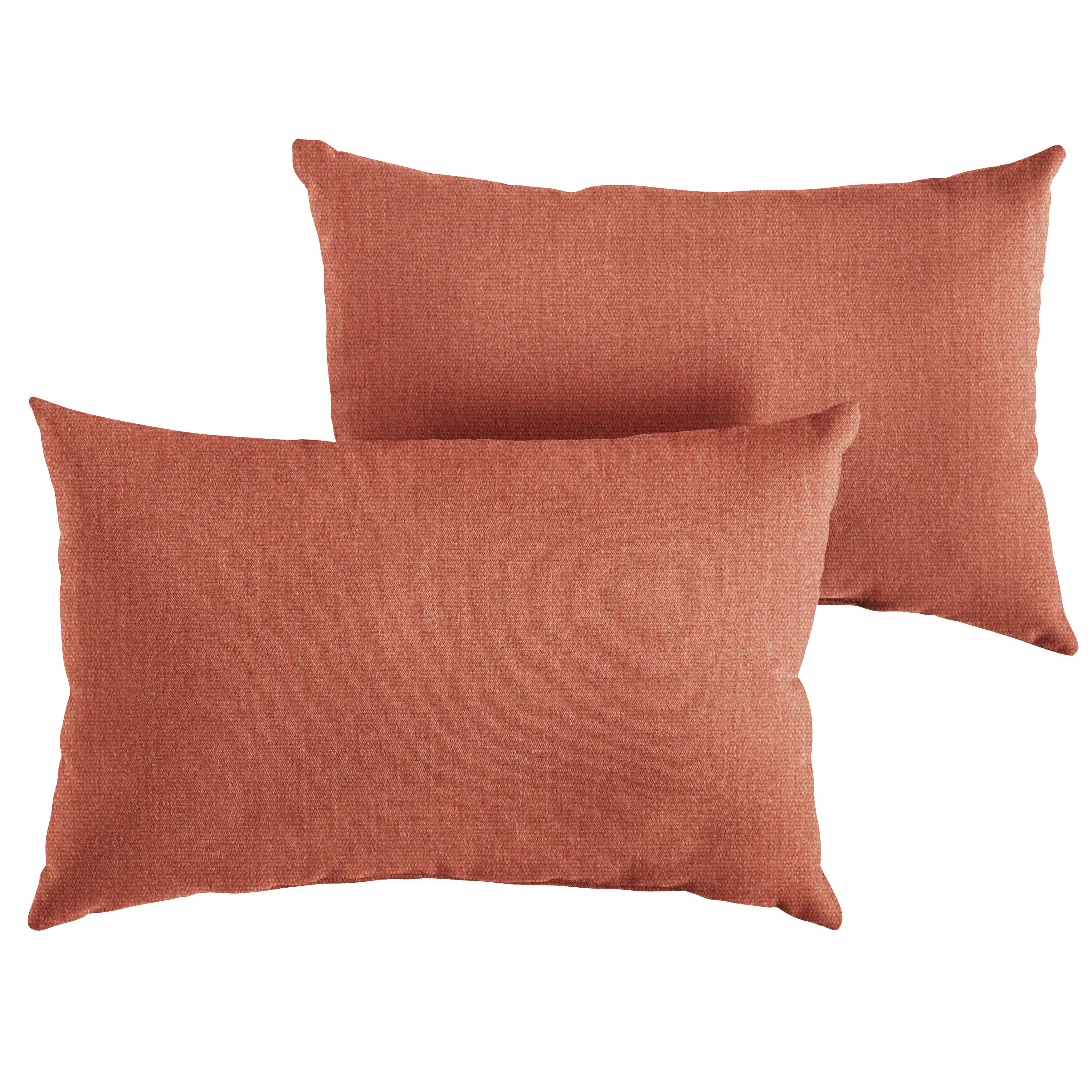 Canvas Sunbrella Solid Knife Edge Outdoor Lumbar Pillow Set of 2, Persimmon
