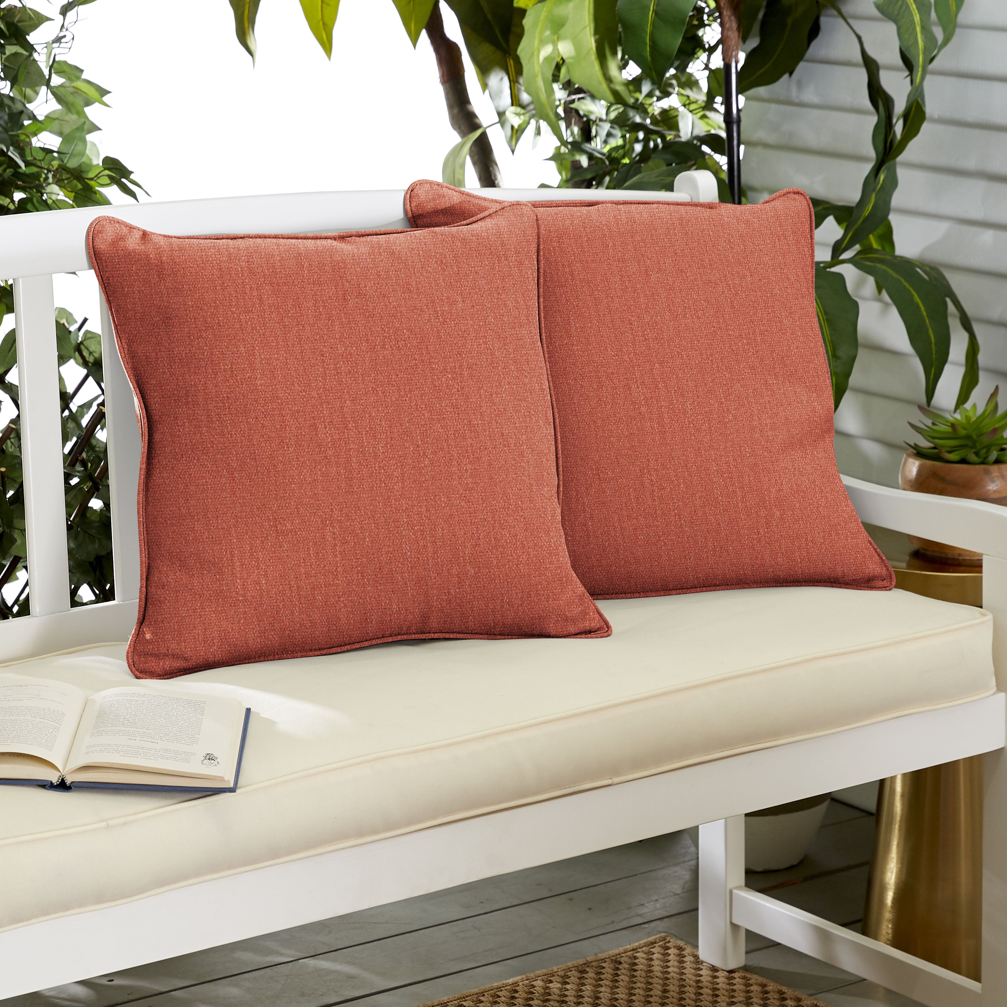 Sunbrella Solid Outdoor Square Pillow Set of 2