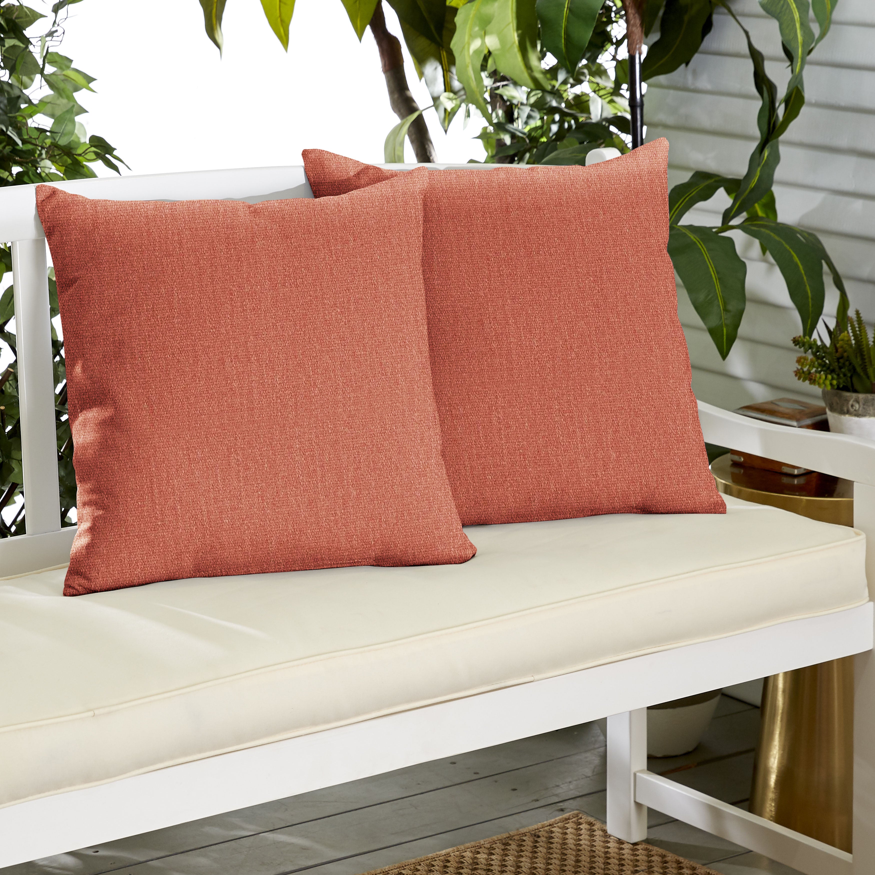 Sunbrella Solid Knife Edge Outdoor Square Pillow Set of 2