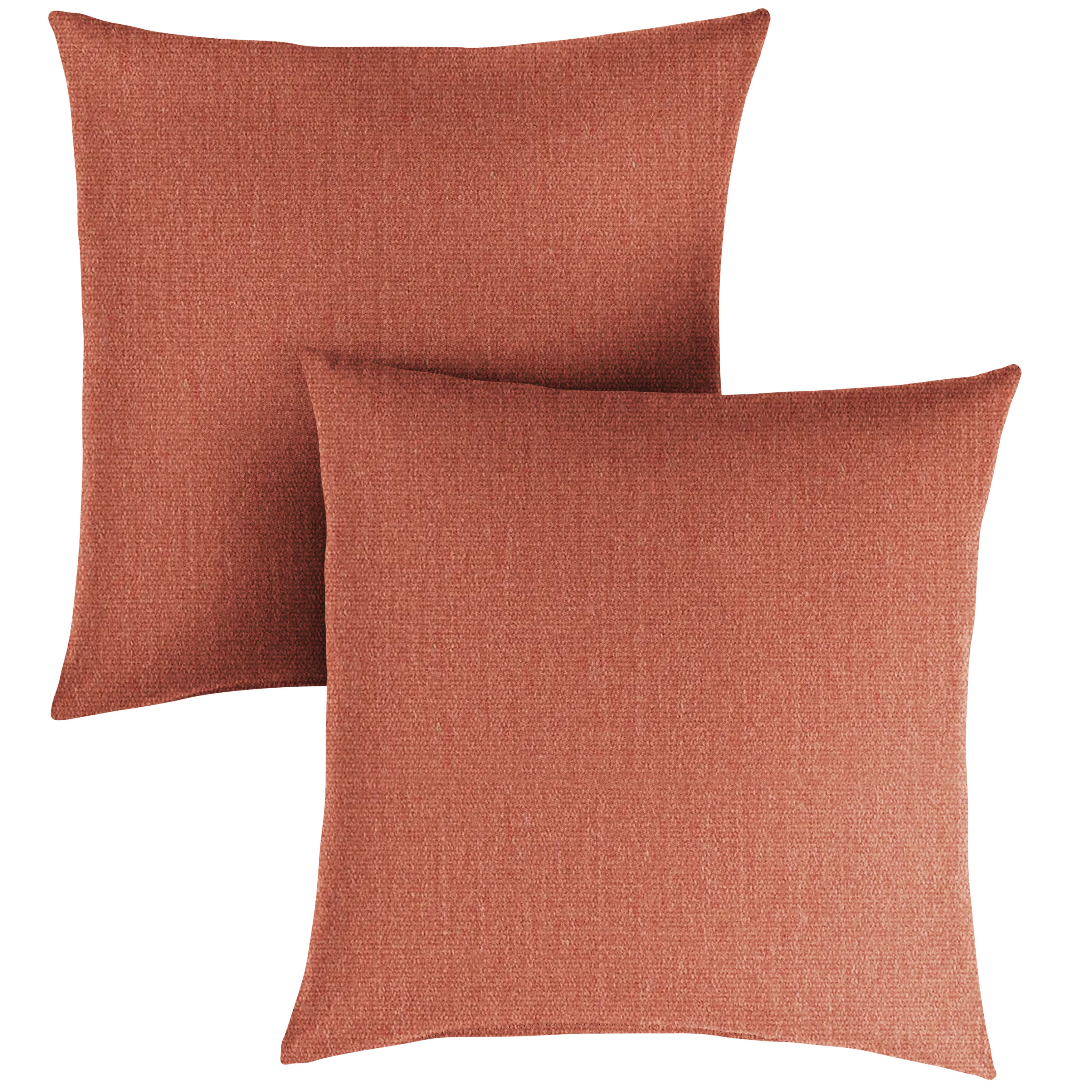 Canvas Sunbrella Solid Knife Edge Outdoor Square Pillow Set of 2, Persimmon