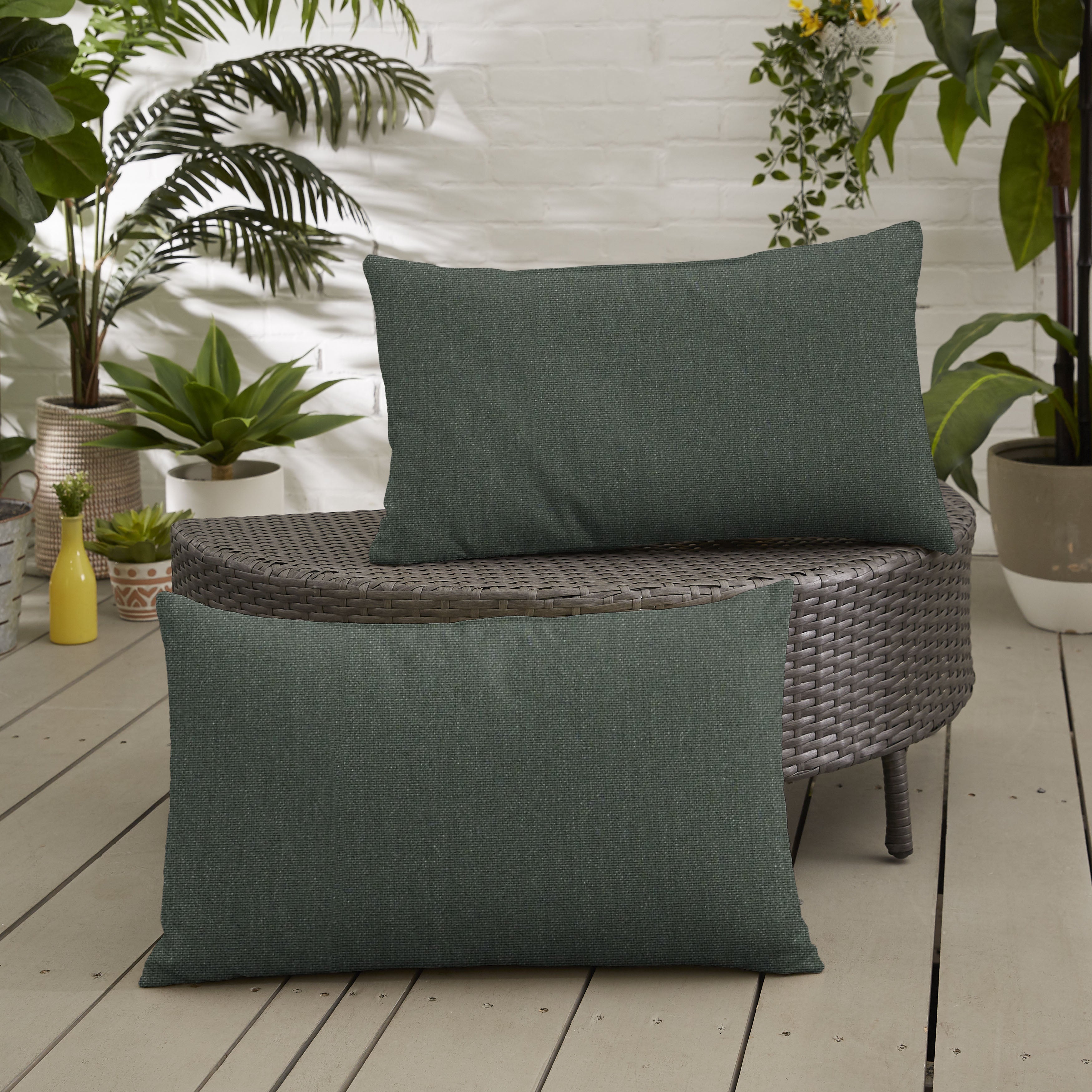 Sunbrella Solid Knife Edge Outdoor Lumbar Pillow Set of 2