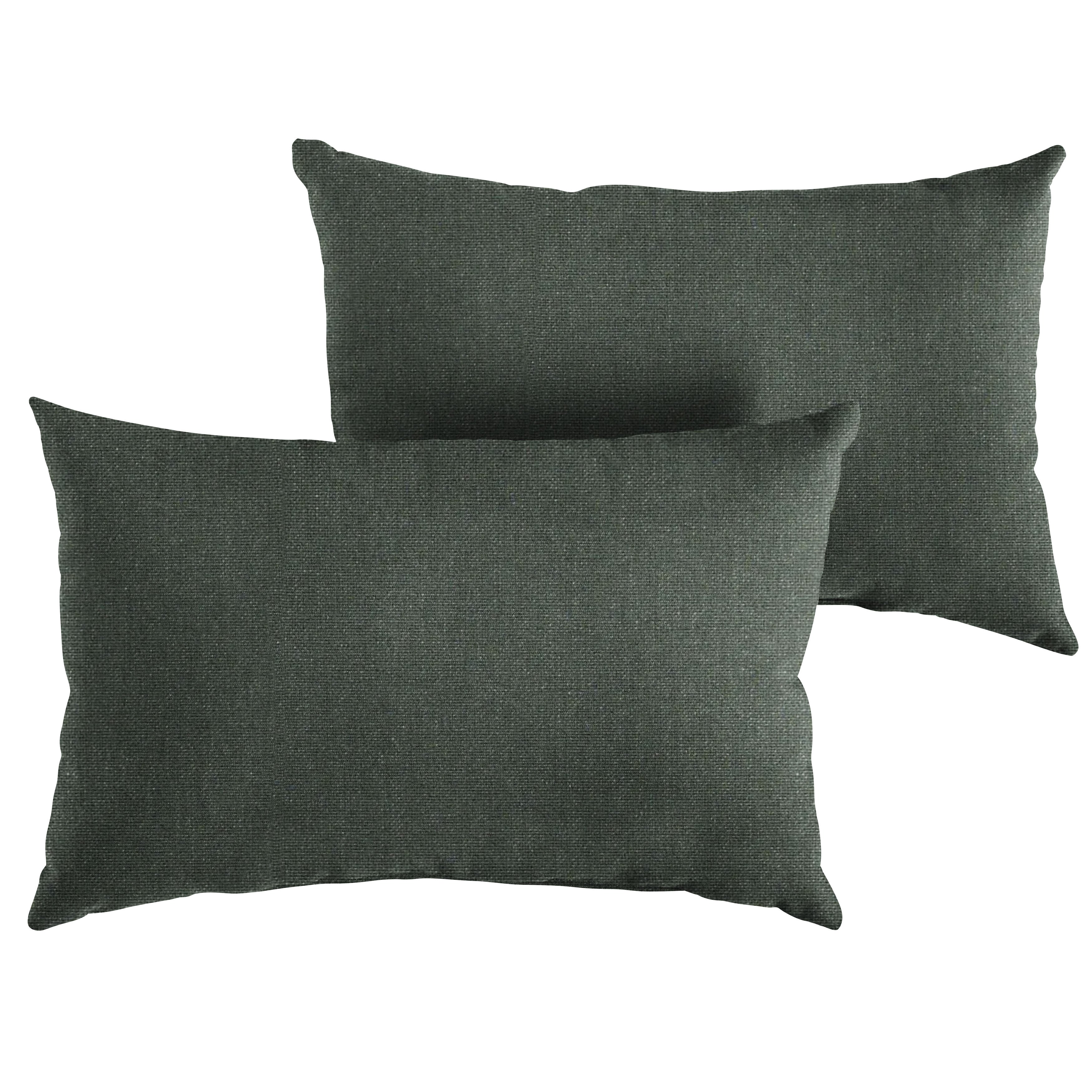 Sunbrella Solid Knife Edge Outdoor Lumbar Pillow Set of 2, Green