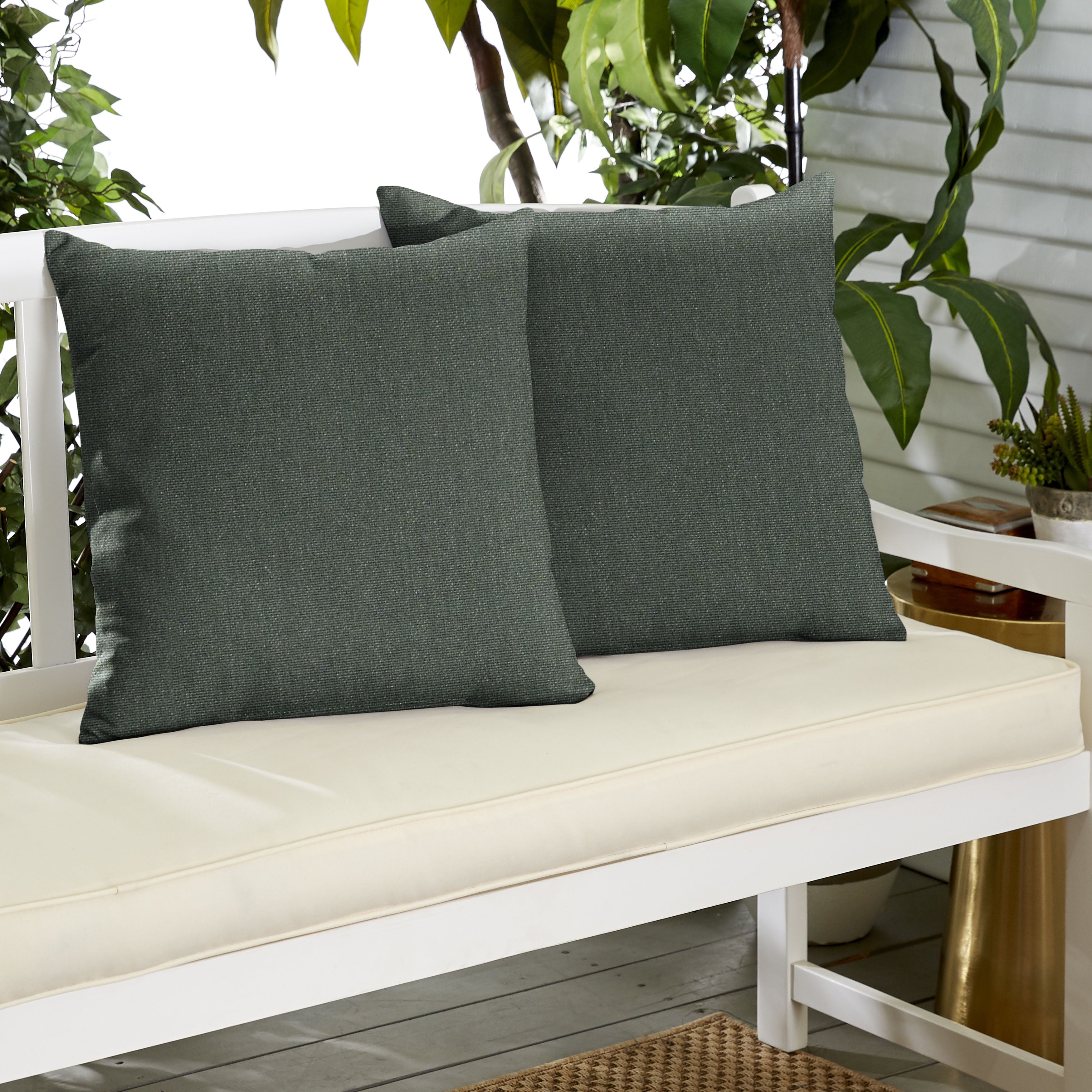 Sunbrella Solid Knife Edge Outdoor Square Pillow Set of 2