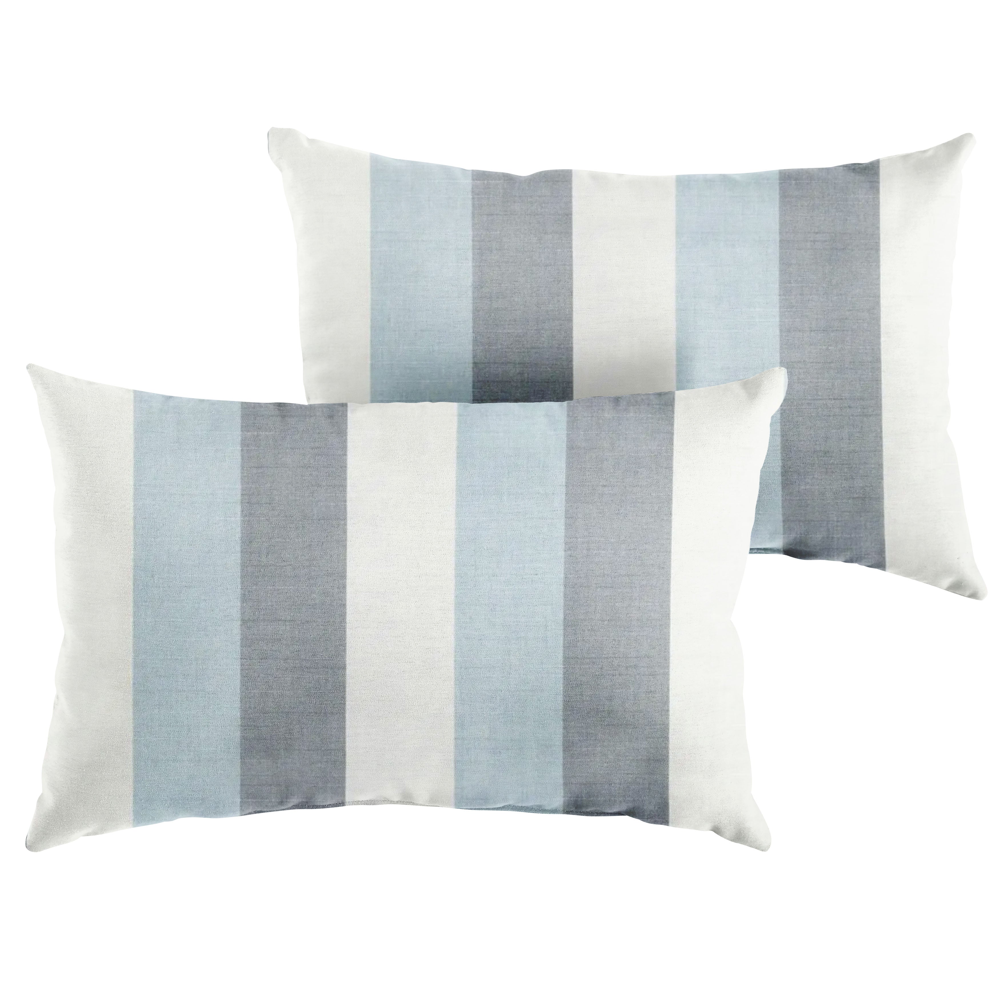 Sunbrella Stripe Knife Edge Outdoor Lumbar Pillow Set of 2 (Blue & Natural), Blue