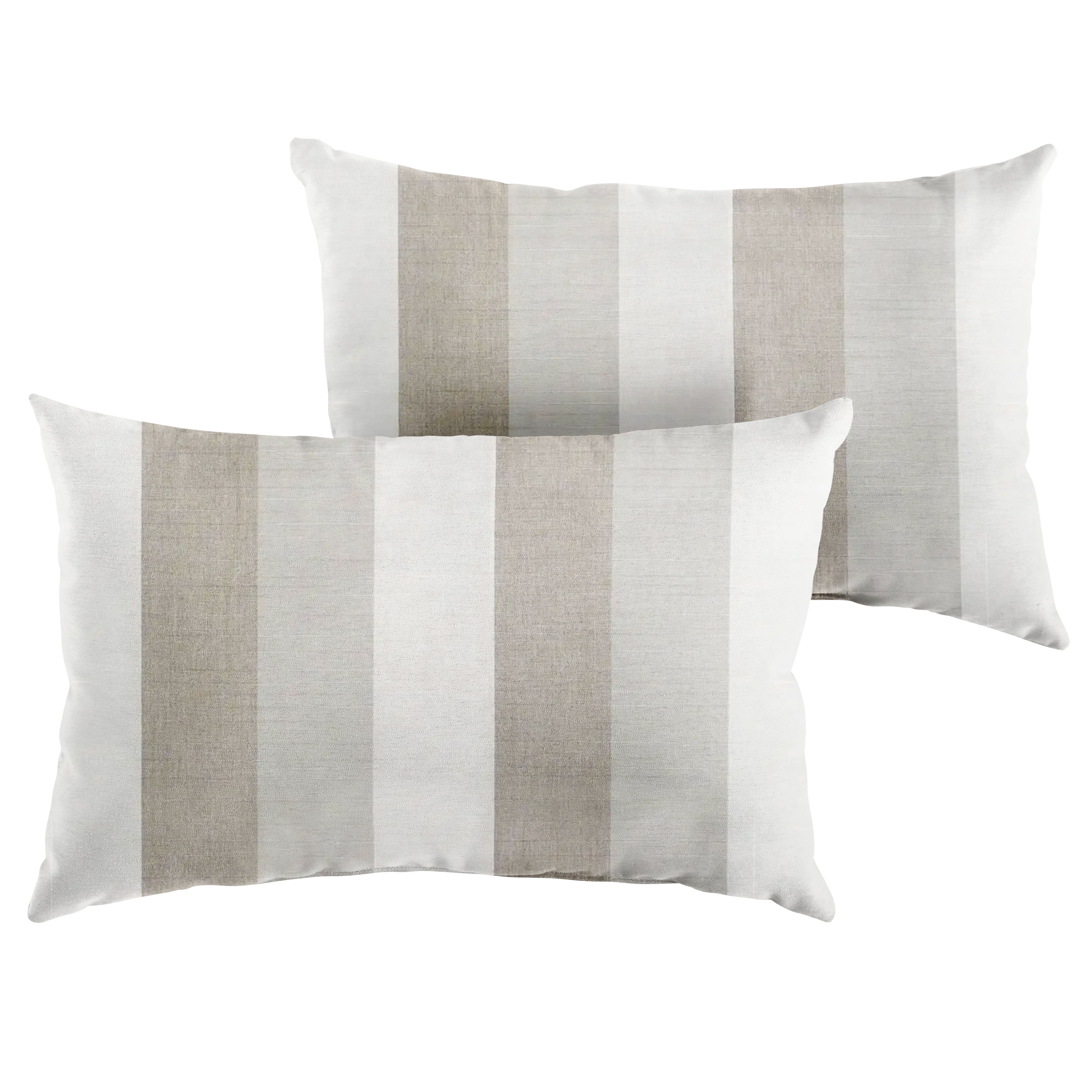 Sunbrella Stripe Knife Edge Outdoor Lumbar Pillow Set of 2 (Blue & Natural), Natural