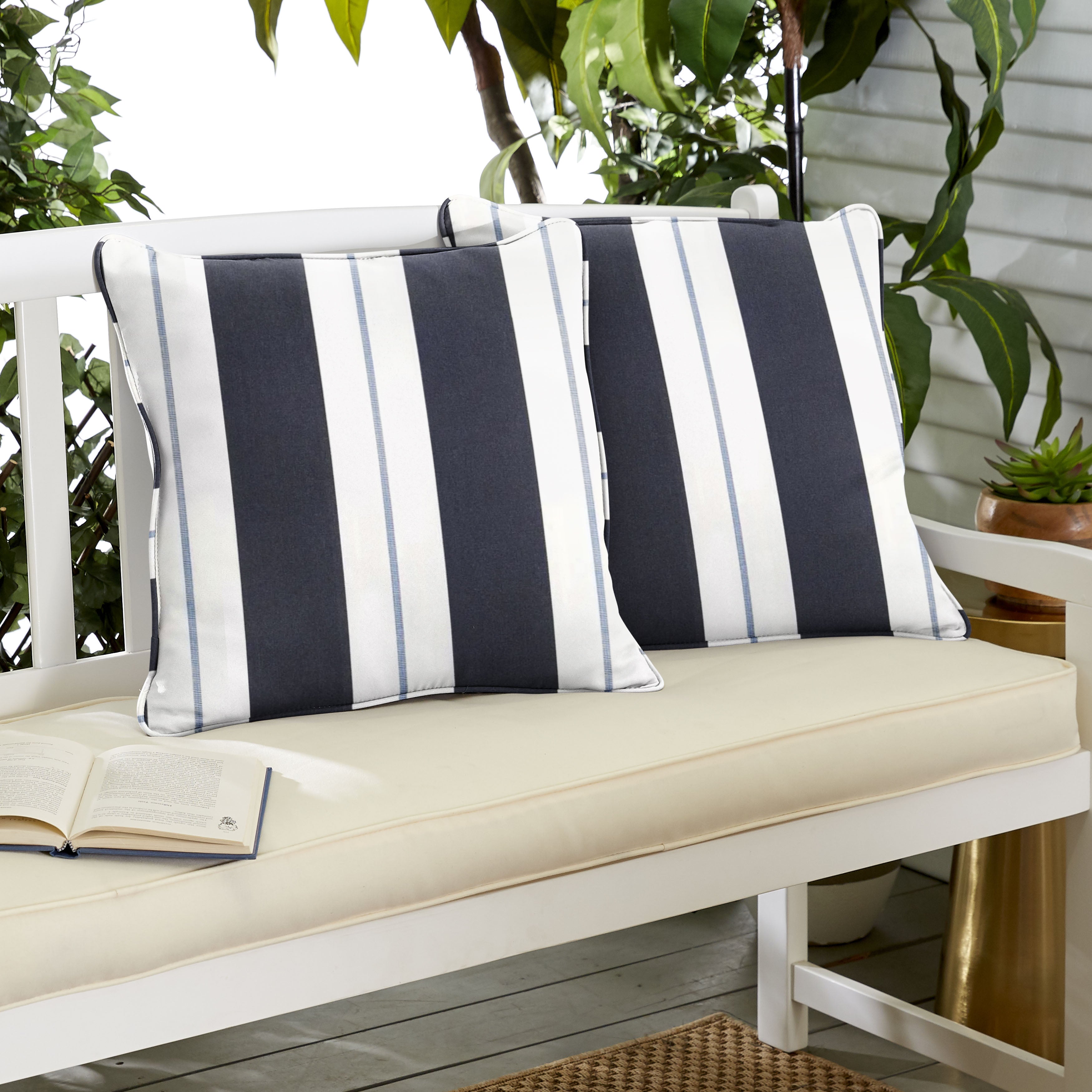 Sunbrella Relate Harbor Stripe Outdoor Square Pillow Set of 2