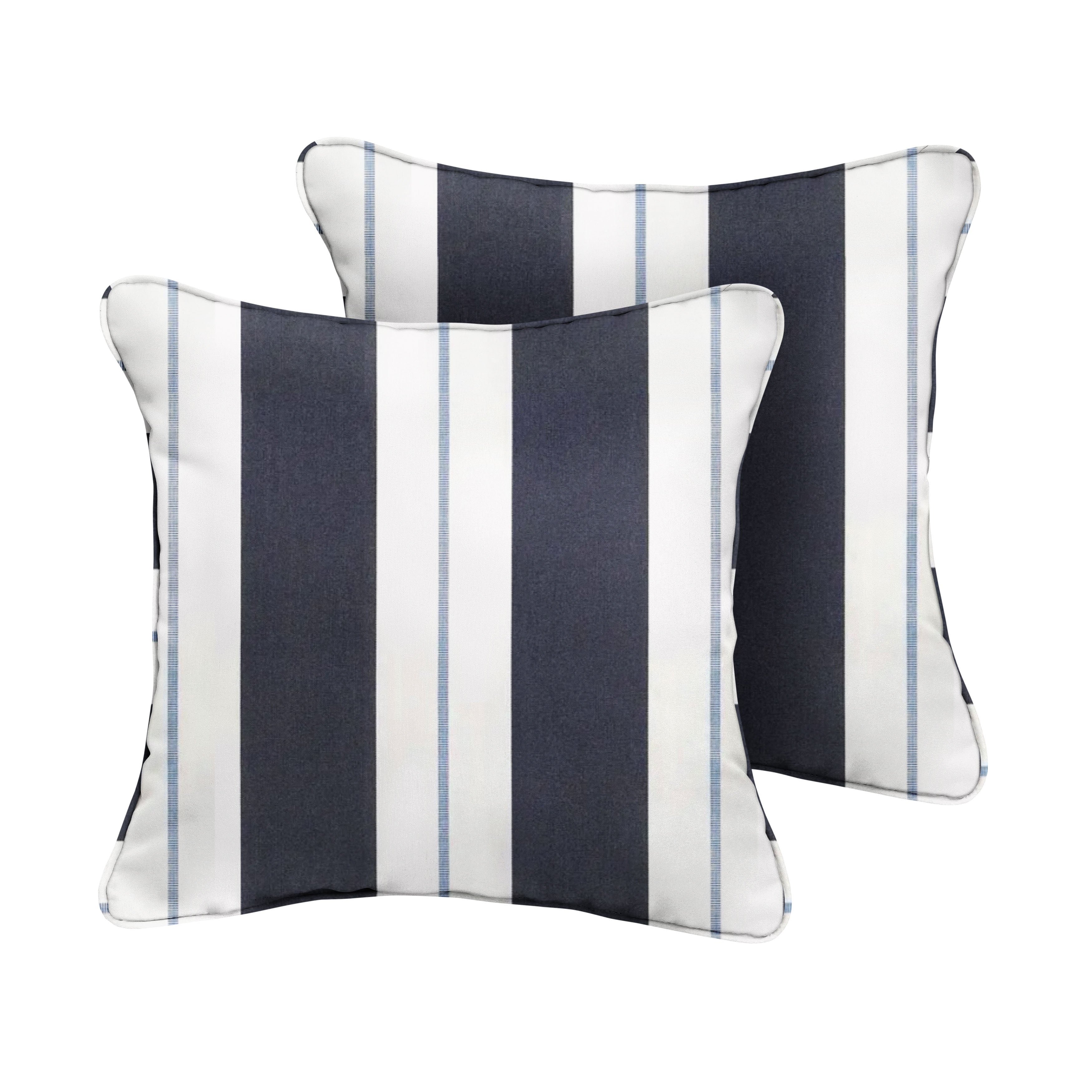Relate Sunbrella Stripe Outdoor Square Pillow Set of 2, Harbor