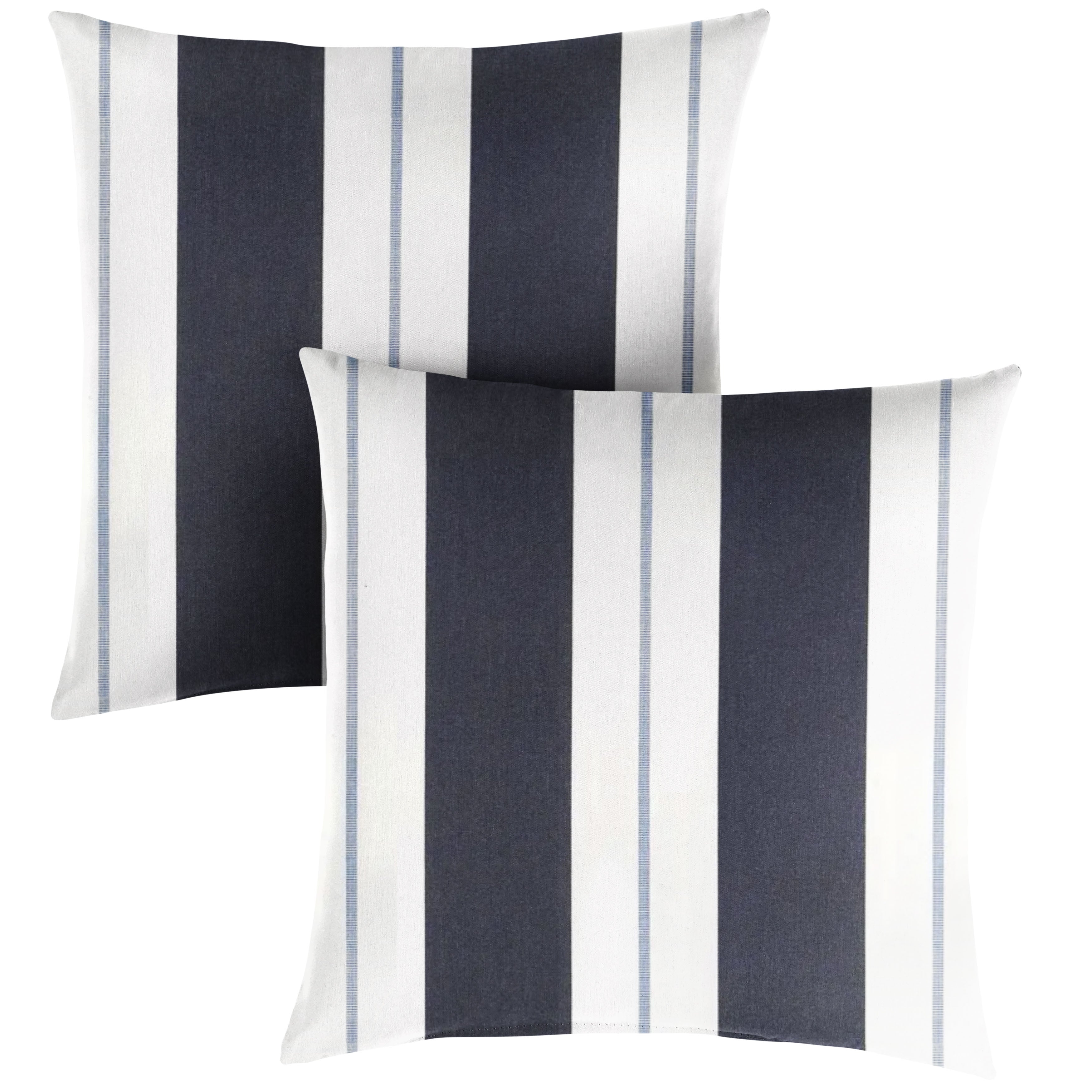 Relate Sunbrella Stripe Knife Edge Outdoor Square Pillow Set of 2, Harbor