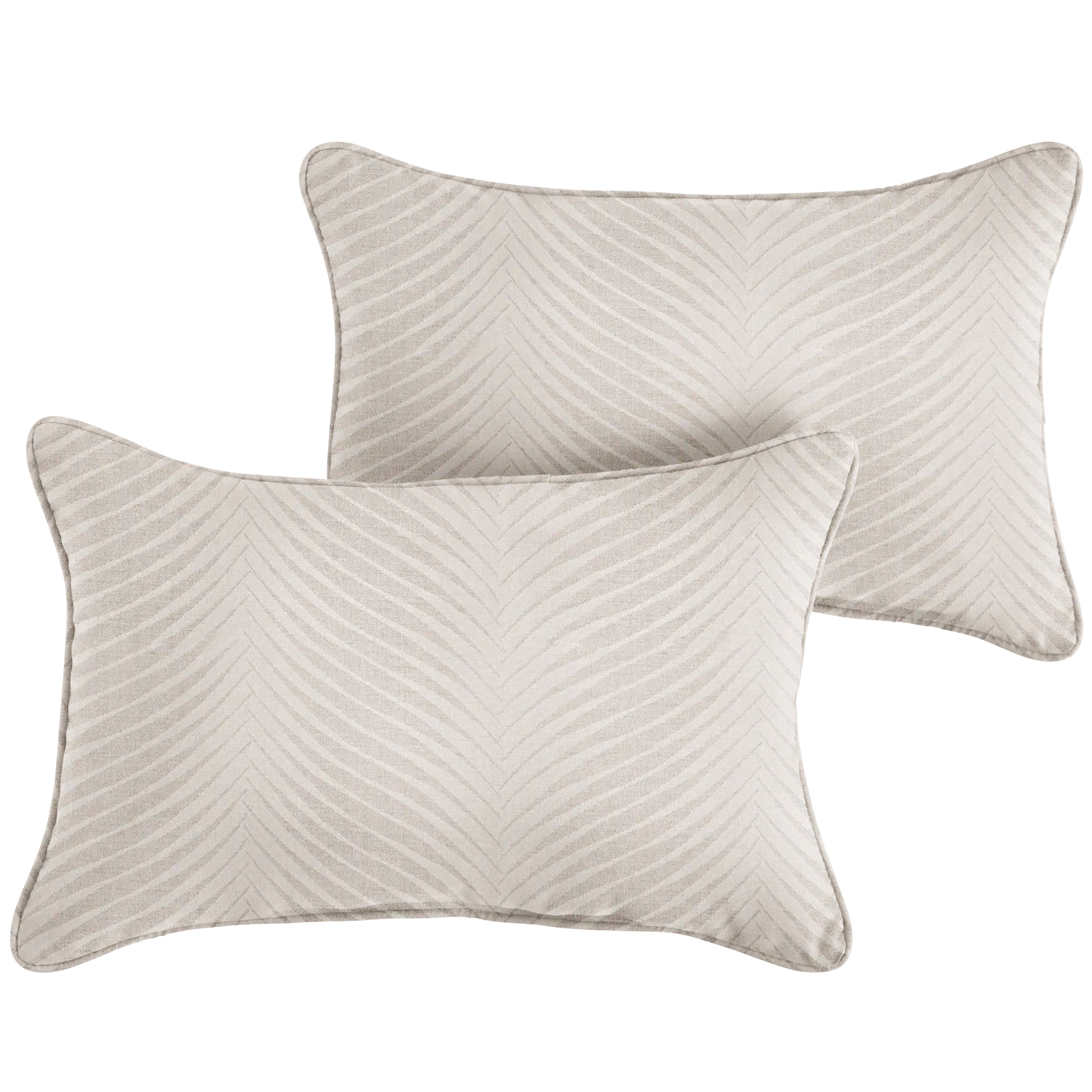 Clock Out Sunbrella Leaf Print Outdoor Lumbar Pillow Set of 2, Cloud