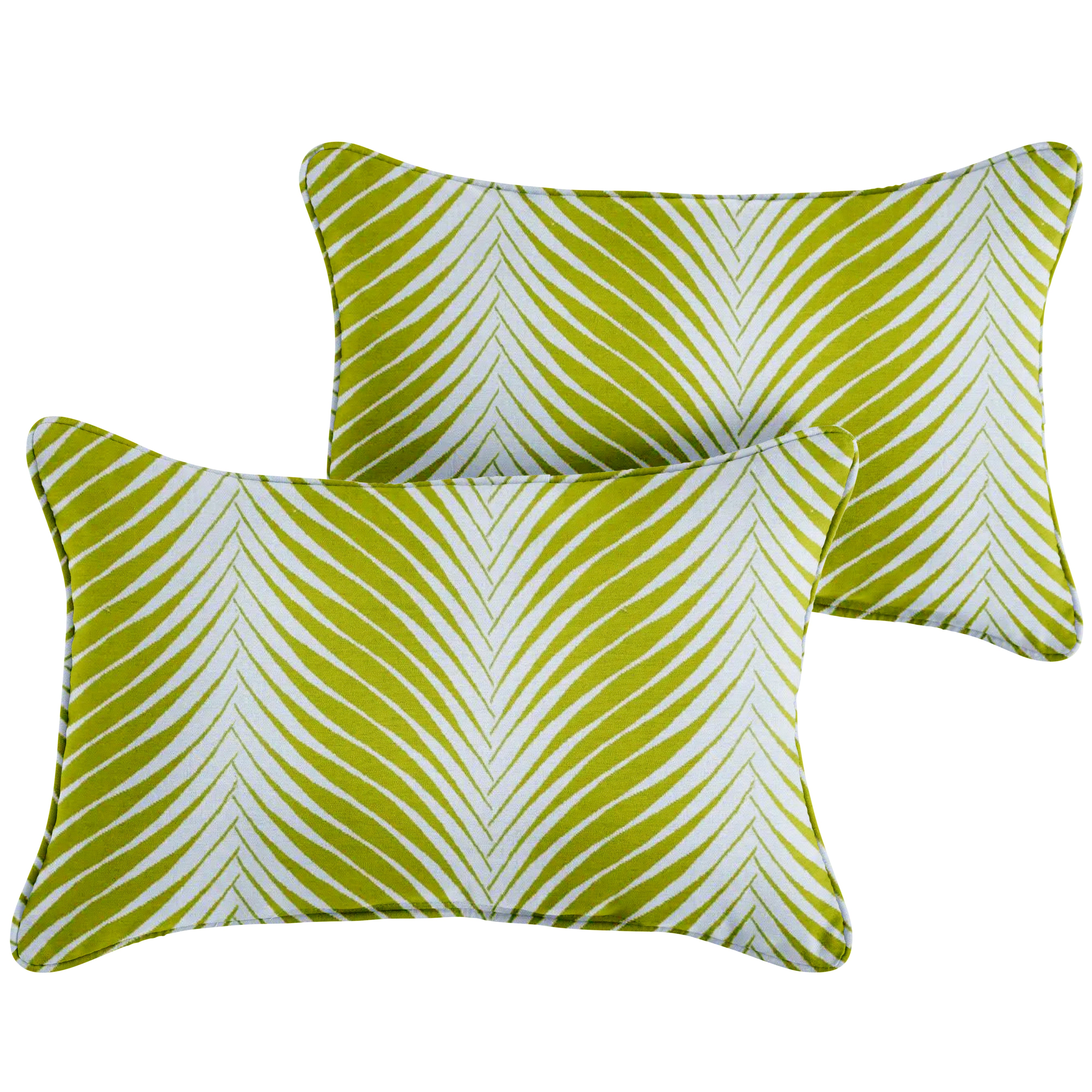 Clock Out Sunbrella Leaf Print Outdoor Lumbar Pillow Set of 2, Frond
