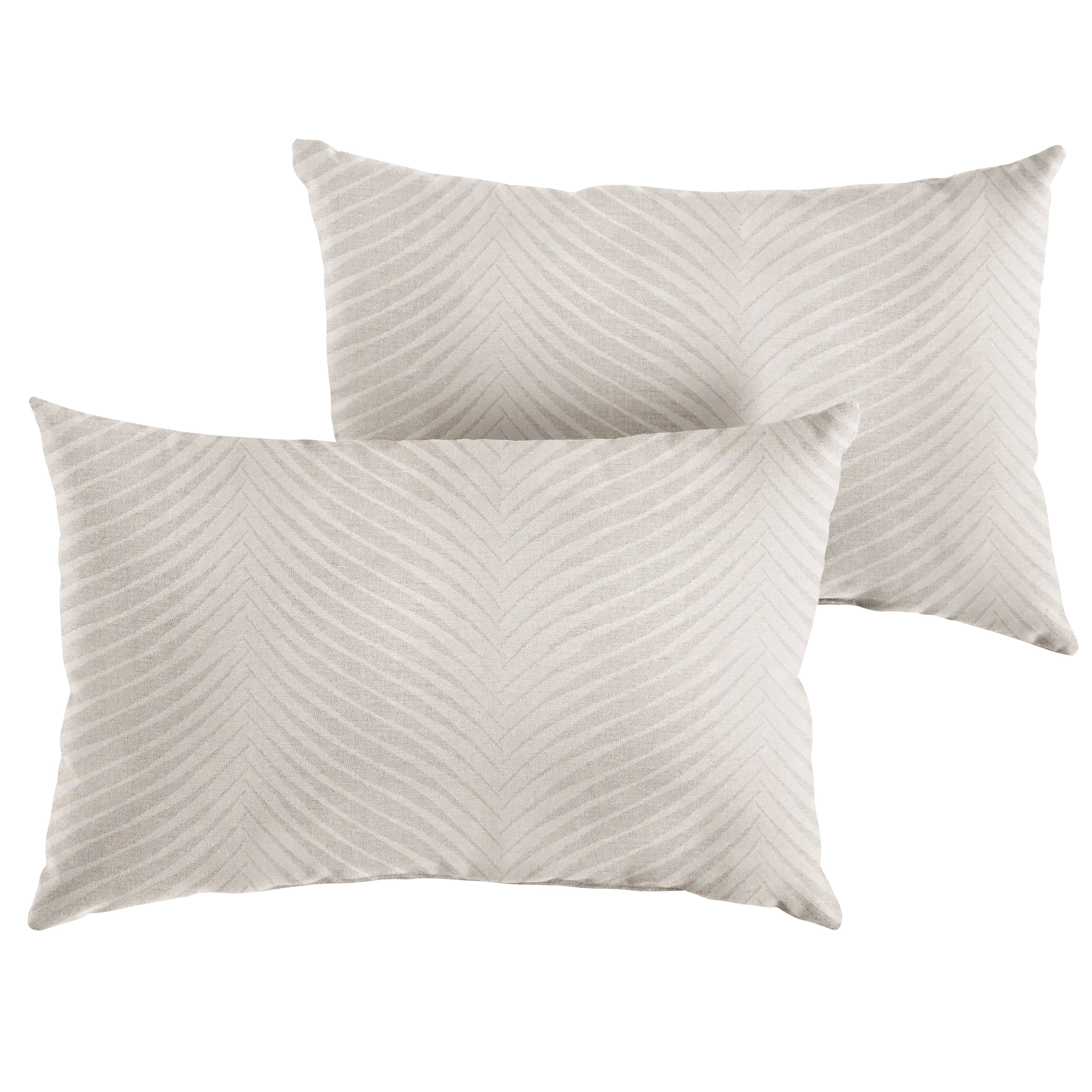 Sunbrella Leaf Print Knife Edge Outdoor Lumbar Pillow Set of 2, Natural