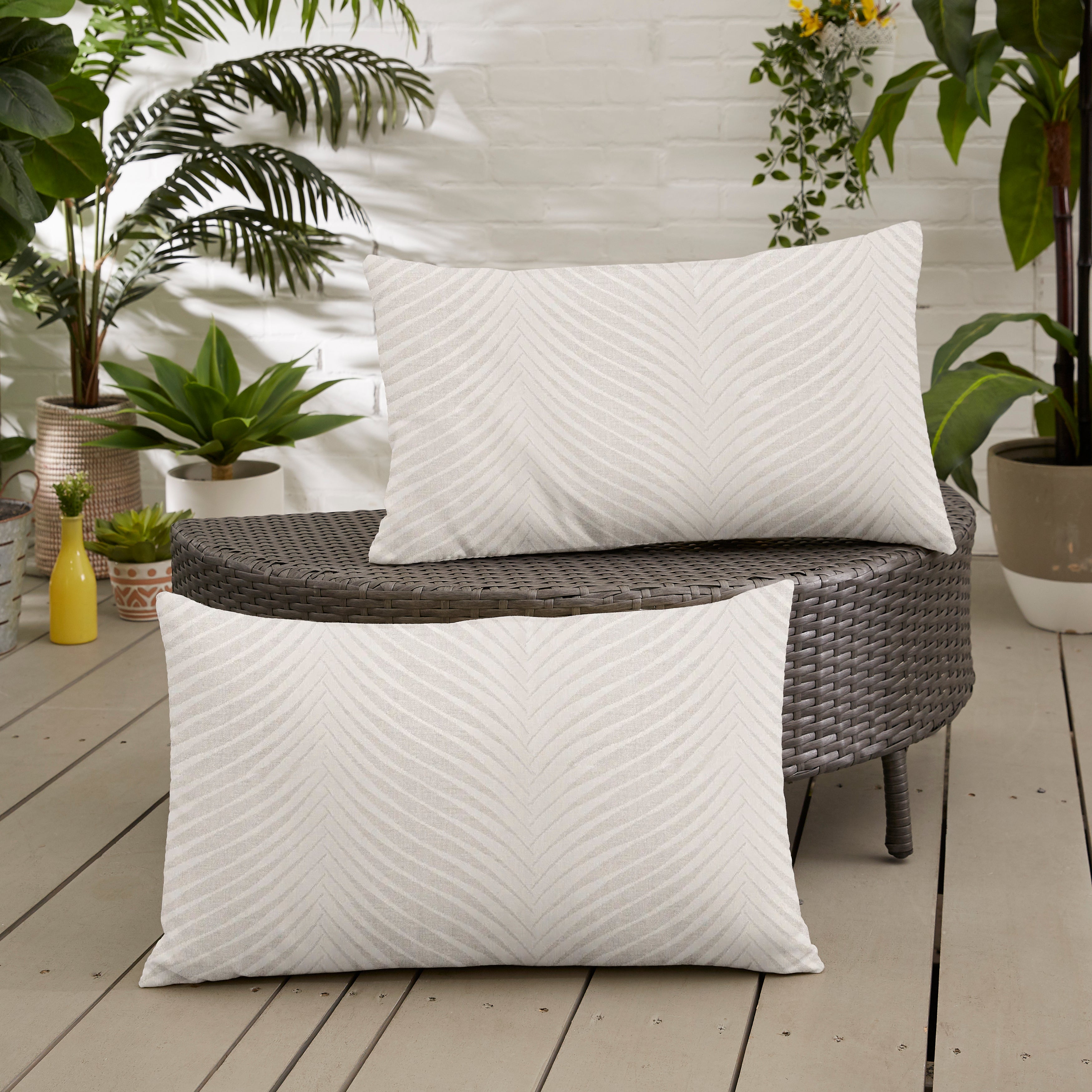 Sunbrella Leaf Print Knife Edge Outdoor Lumbar Pillow Set of 2