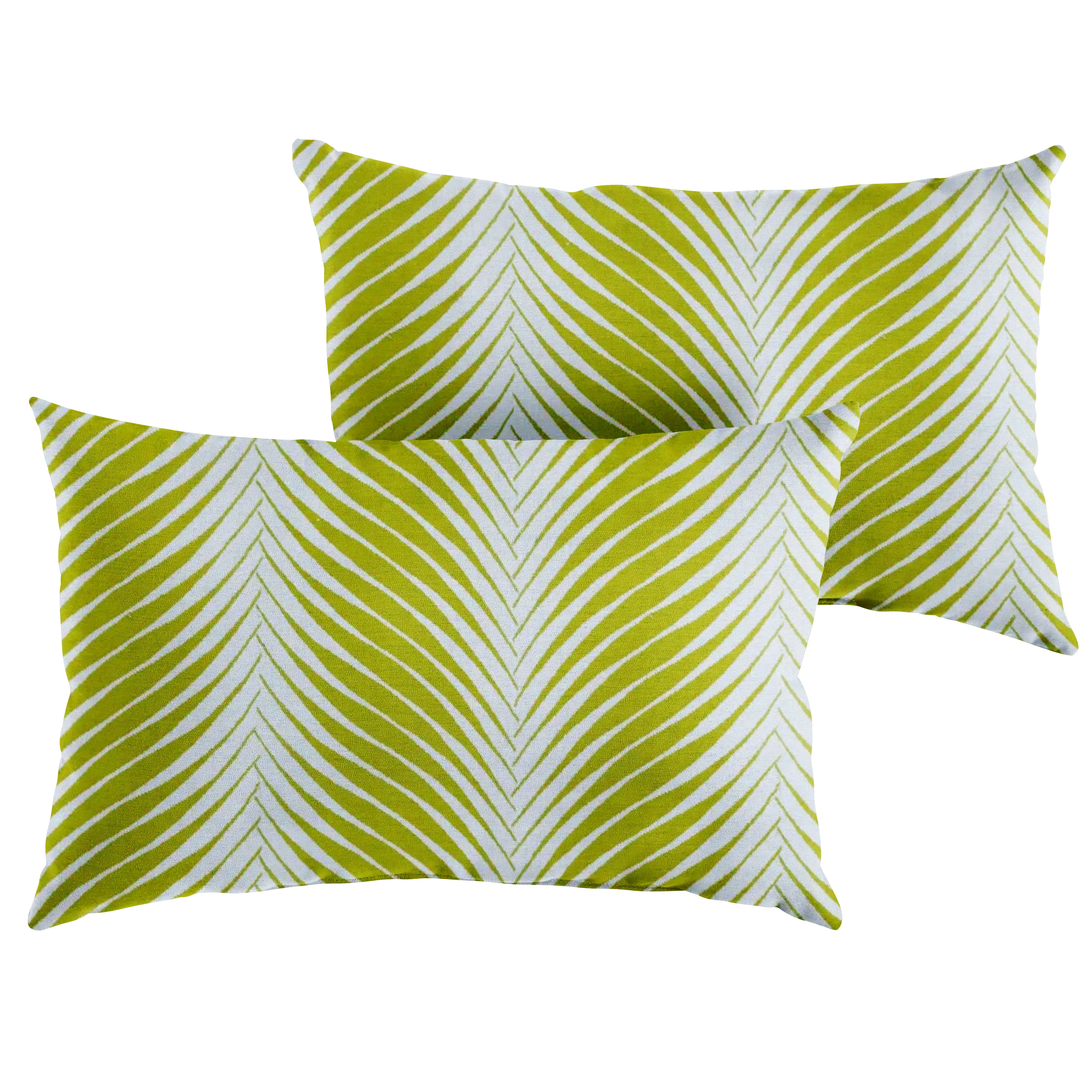 Sunbrella Leaf Print Knife Edge Outdoor Lumbar Pillow Set of 2, Green