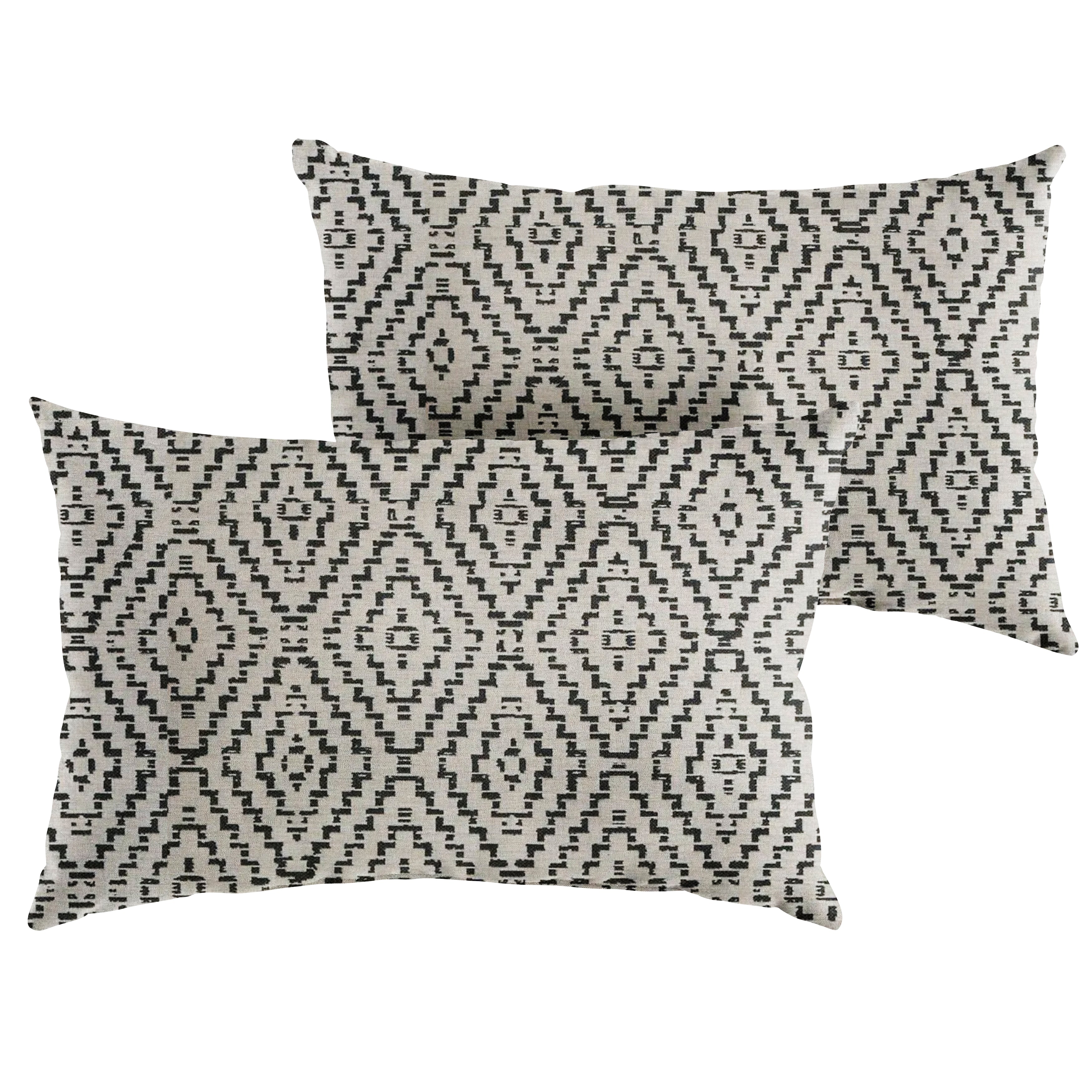 Capra II Sunbrella Boho Knife Edge Outdoor Lumbar Pillow Set of 2, Shadow