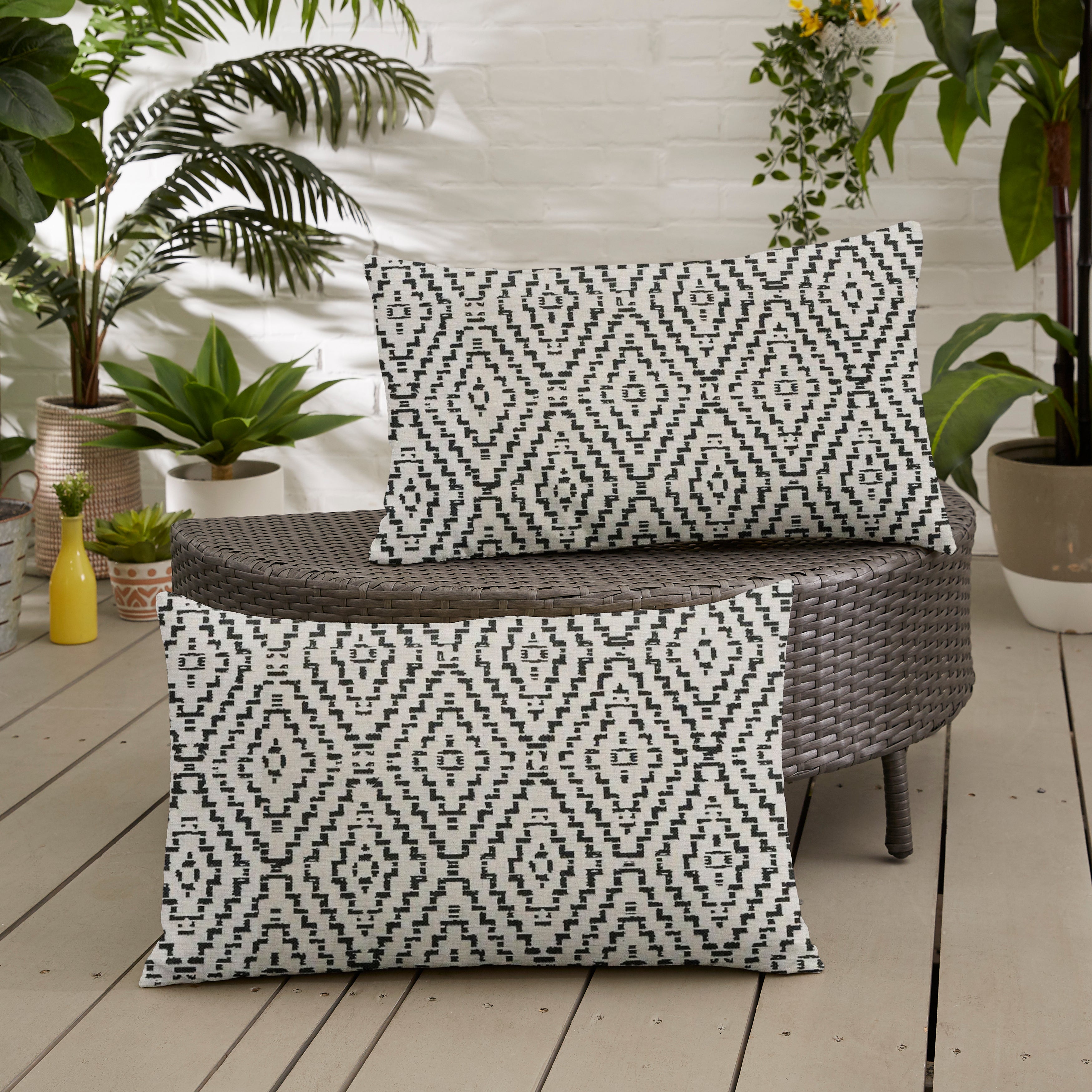 Sunbrella Capra II Shadow Knife Edge Outdoor Lumbar Pillow Set of 2
