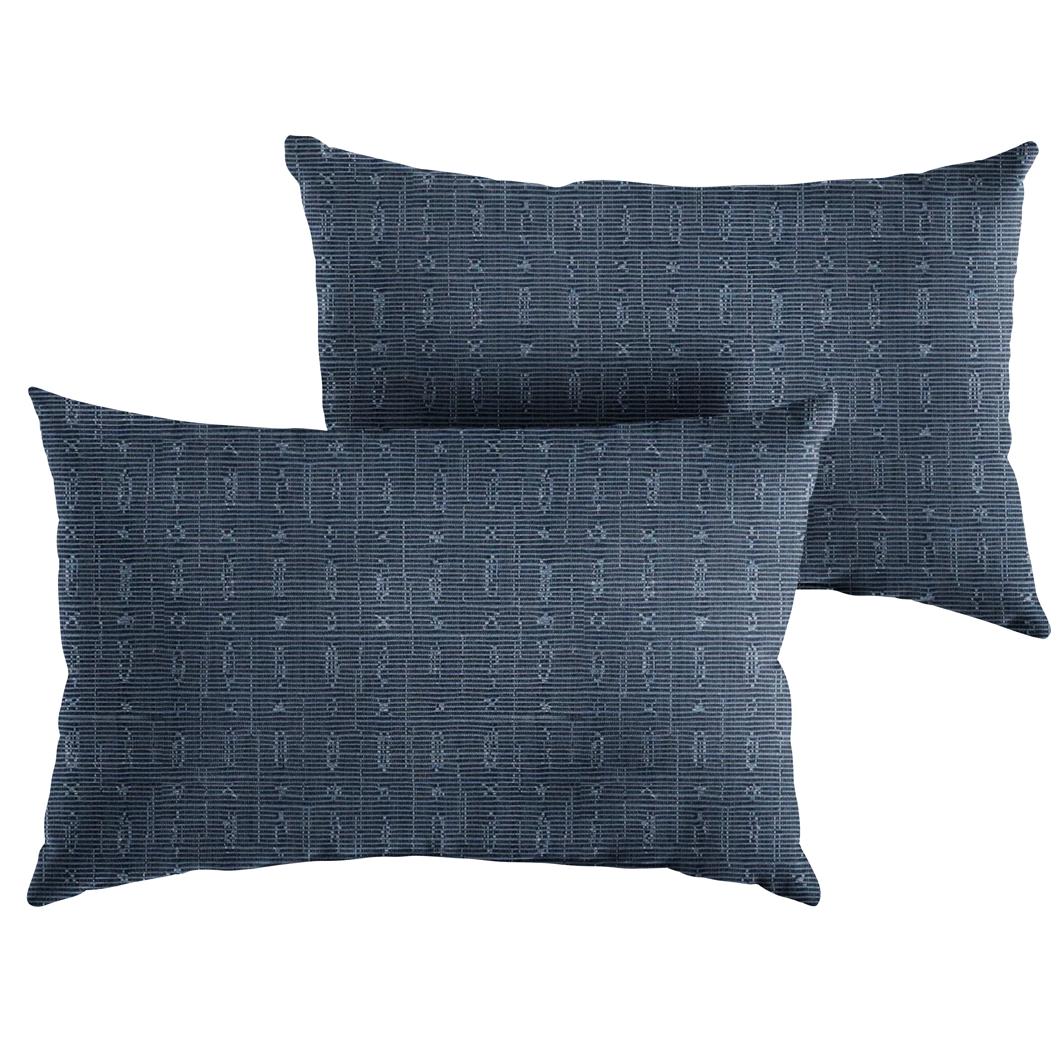 Embrace Sunbrella Boho Knife Edge Outdoor Lumbar Pillow Set of 2, Indigo