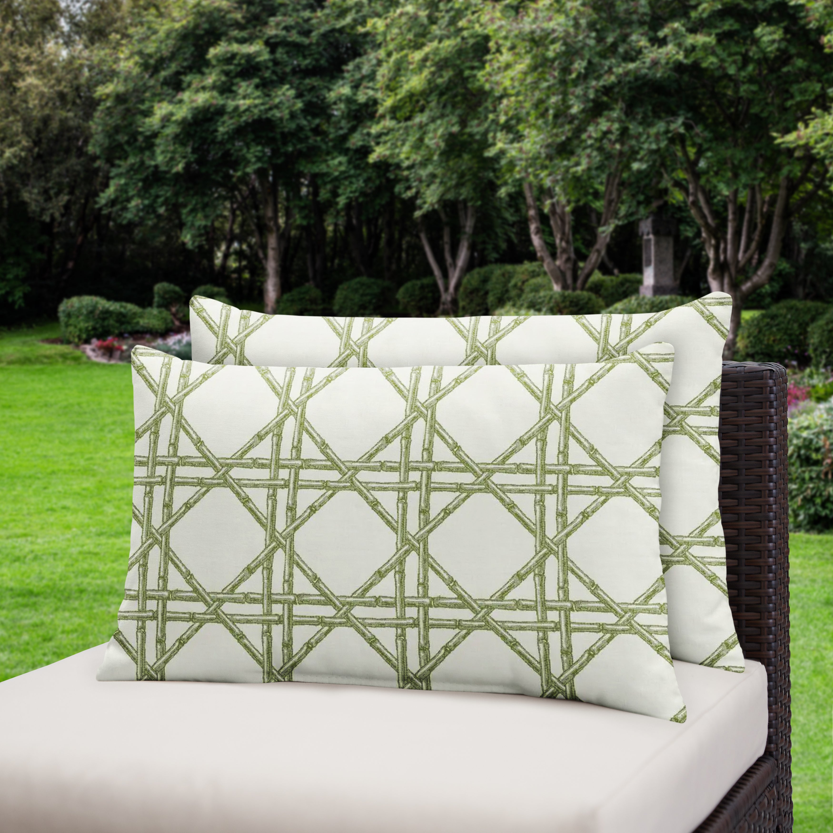 Sunbrella Reign Jungle Knife Edge Outdoor Lumbar Pillow Set of 2