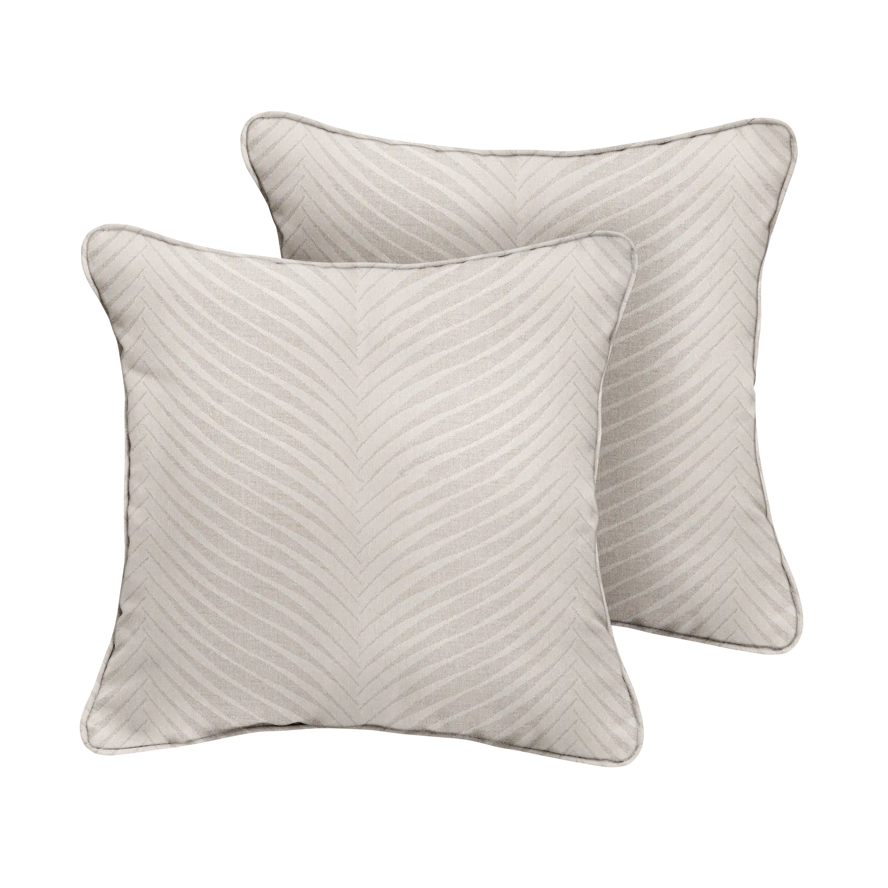Clock Out Sunbrella Leaf Print Outdoor Square Pillow Set of 2, Cloud