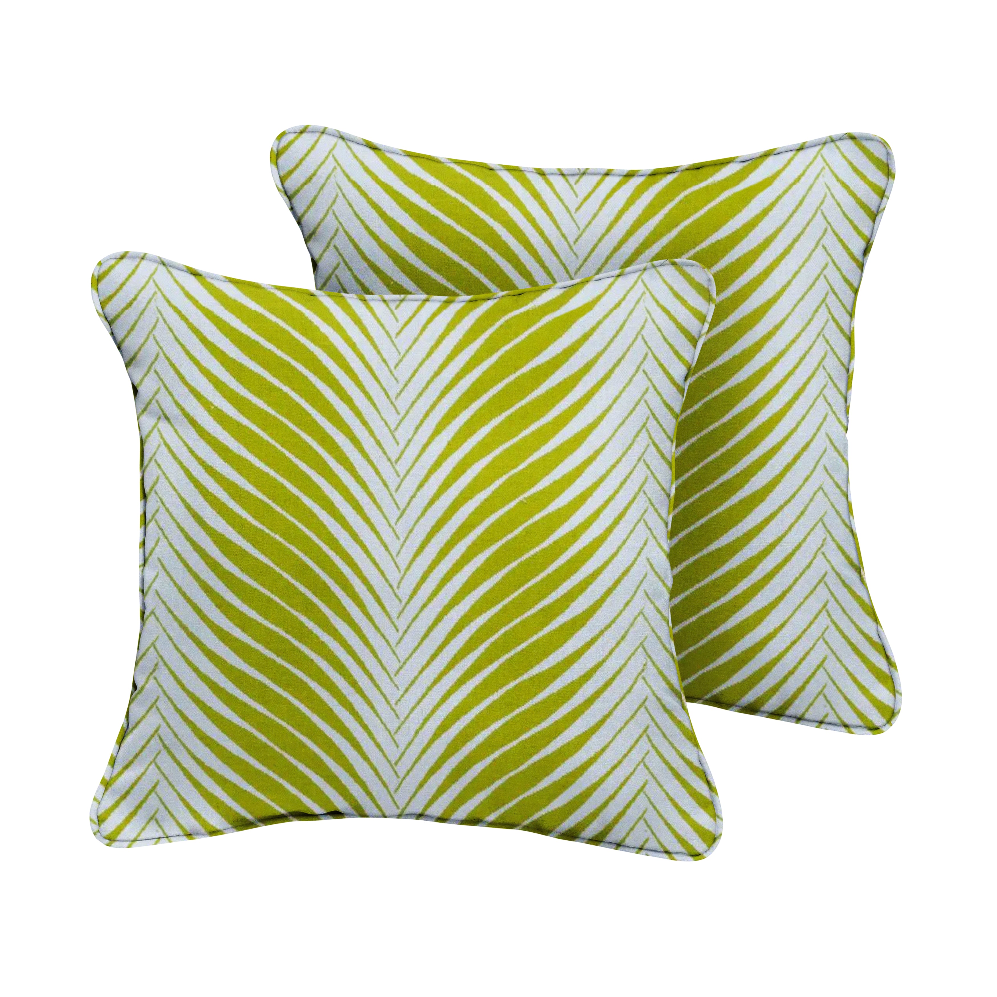 Clock Out Sunbrella Leaf Print Outdoor Square Pillow Set of 2, Frond