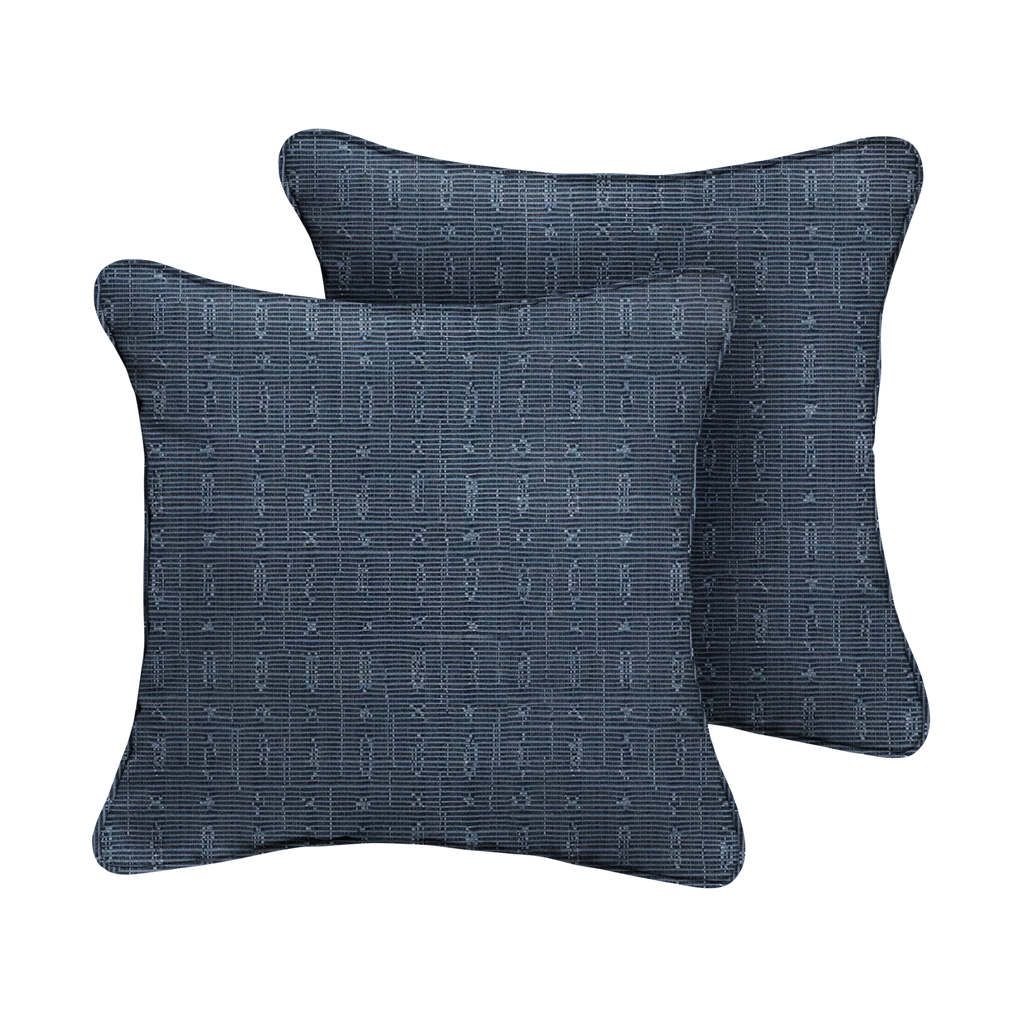 Embrace Sunbrella Boho Outdoor Square Pillow Set of 2, Indigo