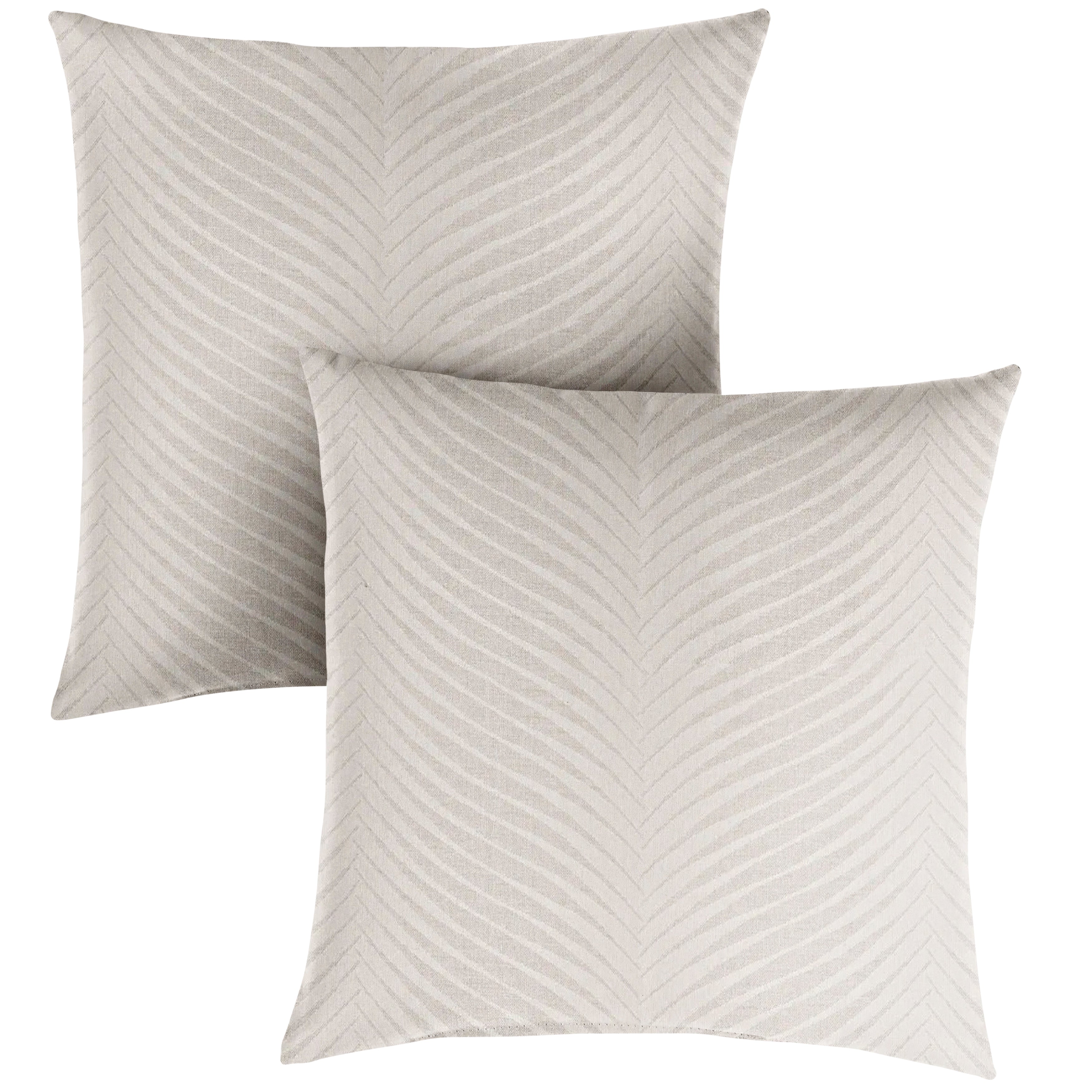 Sunbrella Leaf Print Knife Edge Outdoor Square Pillow Set of 2, Natural