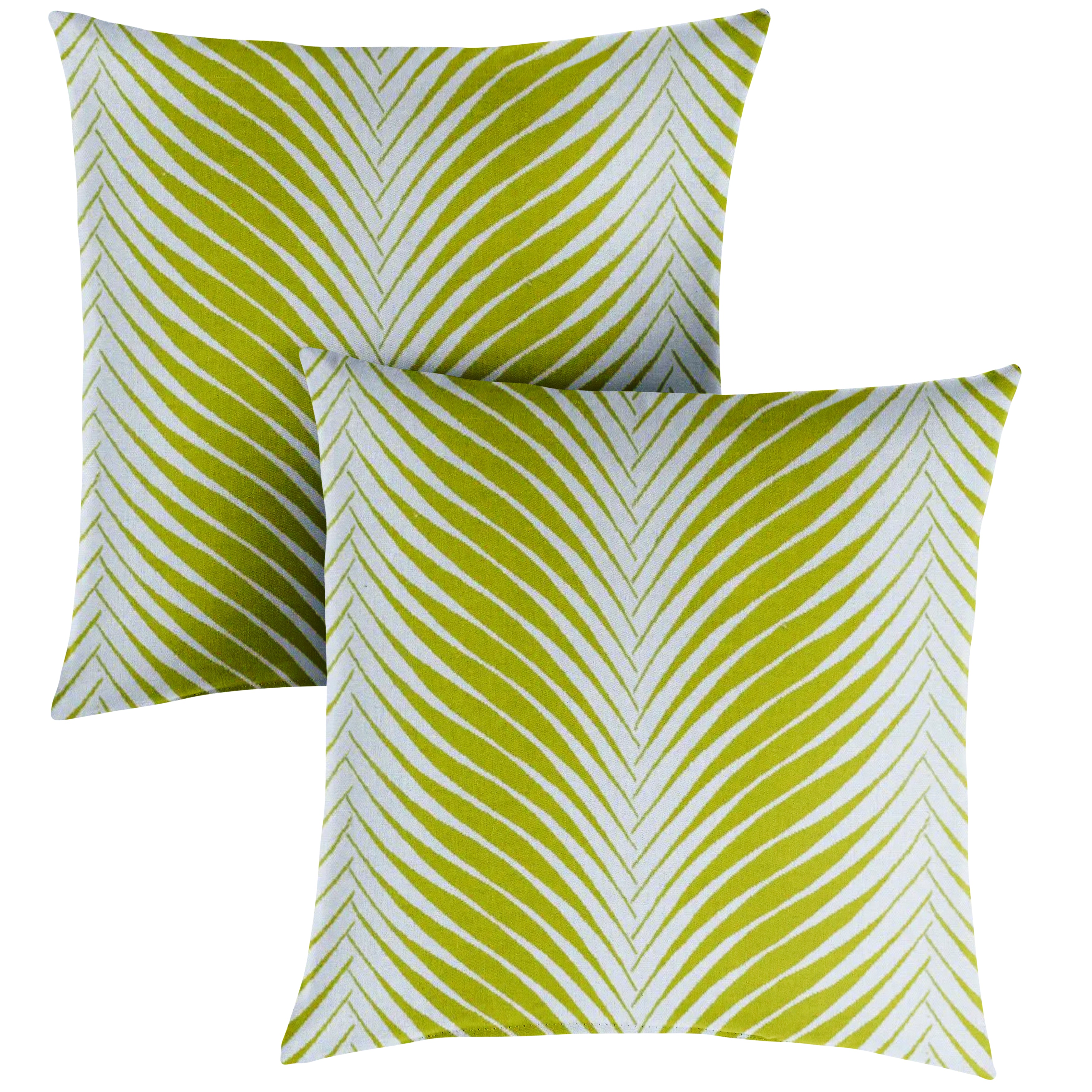 Sunbrella Leaf Print Knife Edge Outdoor Square Pillow Set of 2, Green