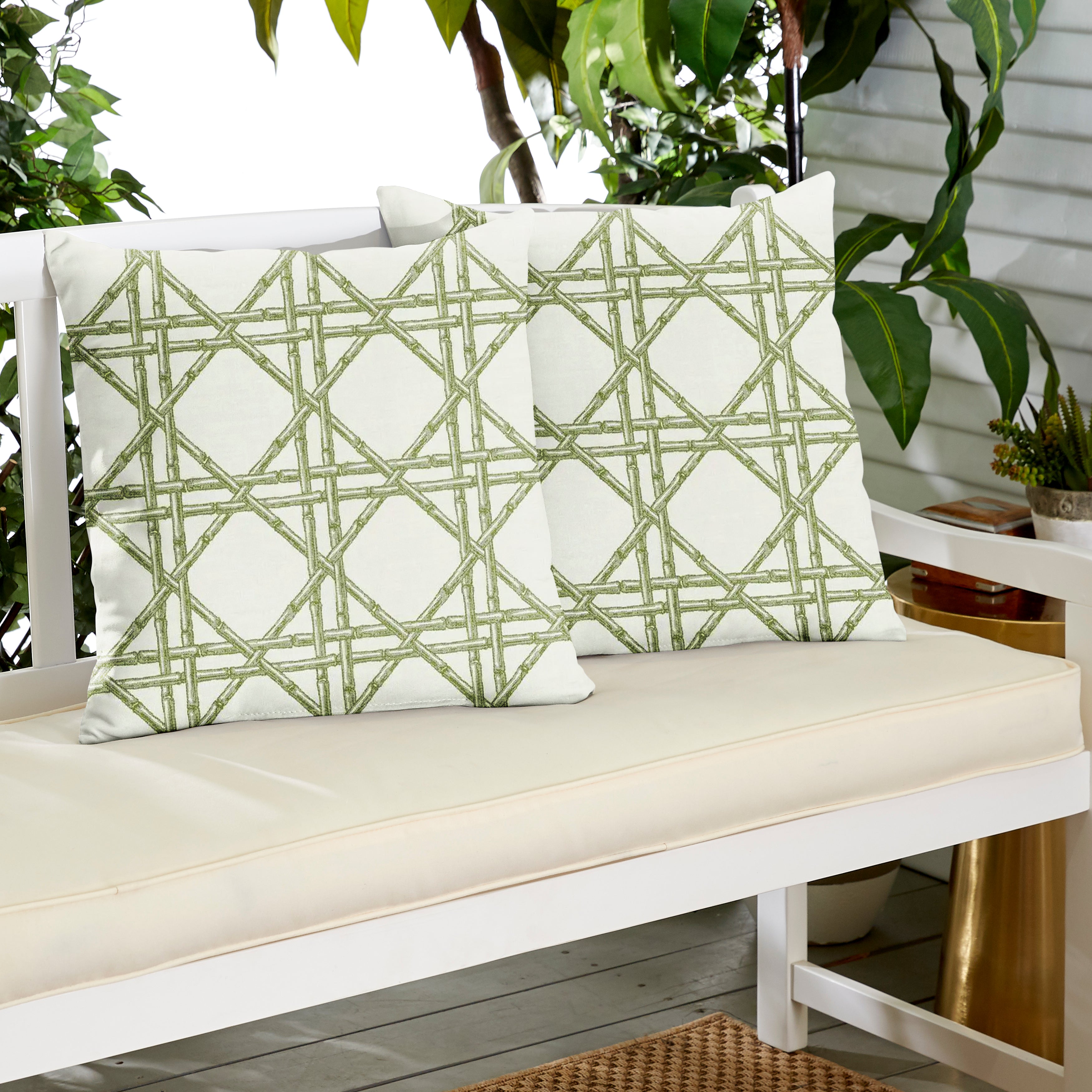 Sunbrella Reign Jungle Knife Edge Outdoor Square Pillow Set of 2