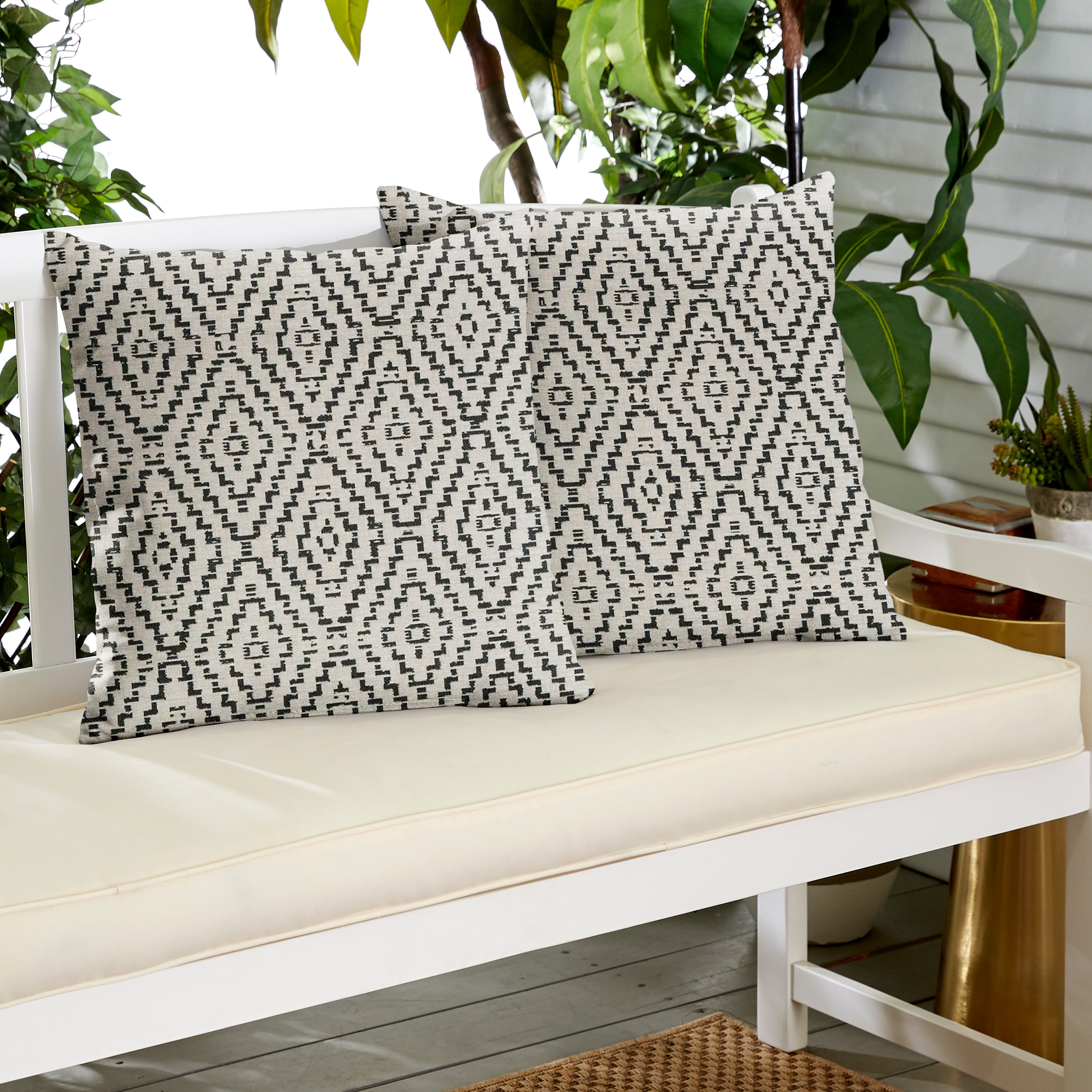 Sunbrella Capra II Shadow Knife Edge Outdoor Square Pillow Set of 2