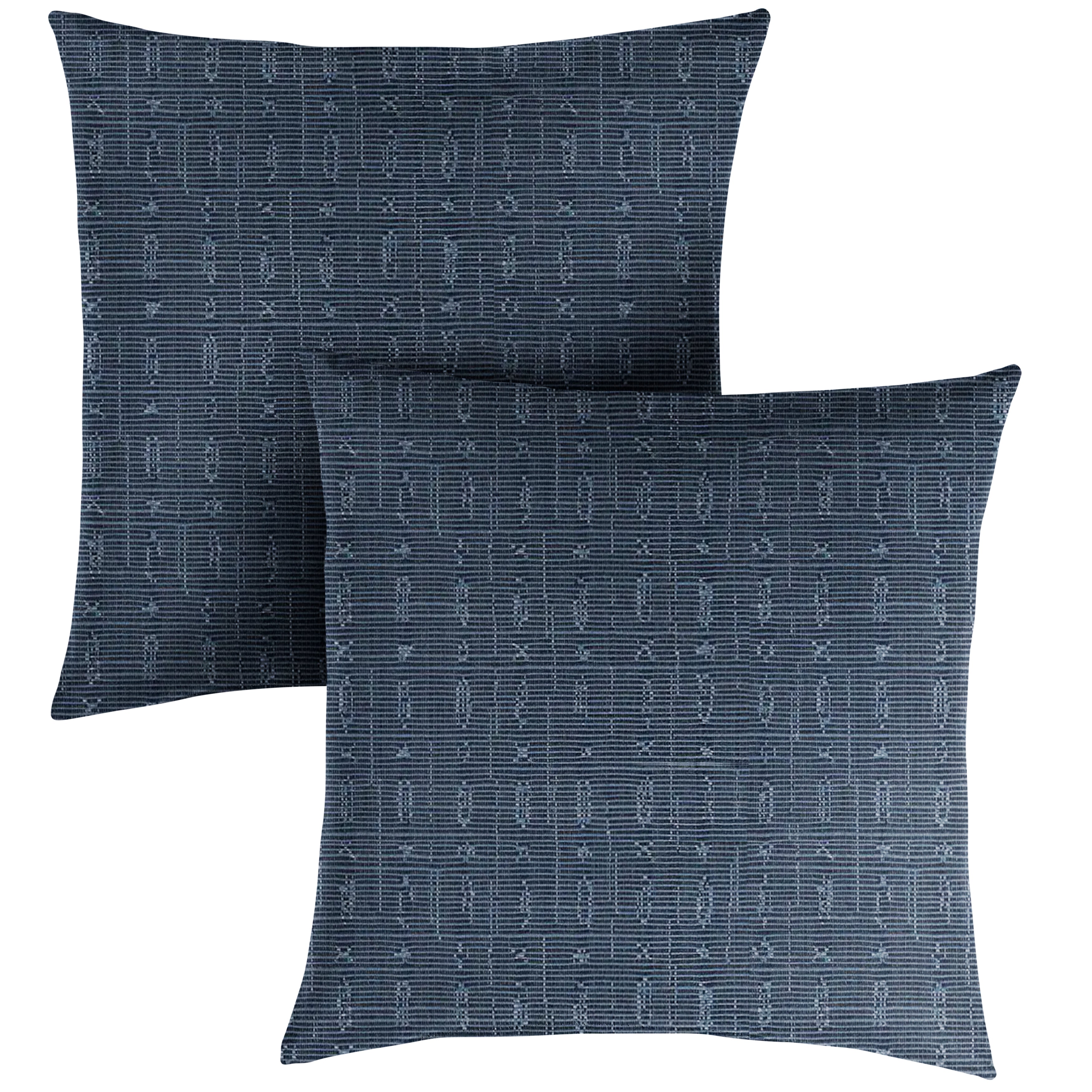 Embrace Sunbrella Boho Knife Edge Outdoor Square Pillow Set of 2, Indigo