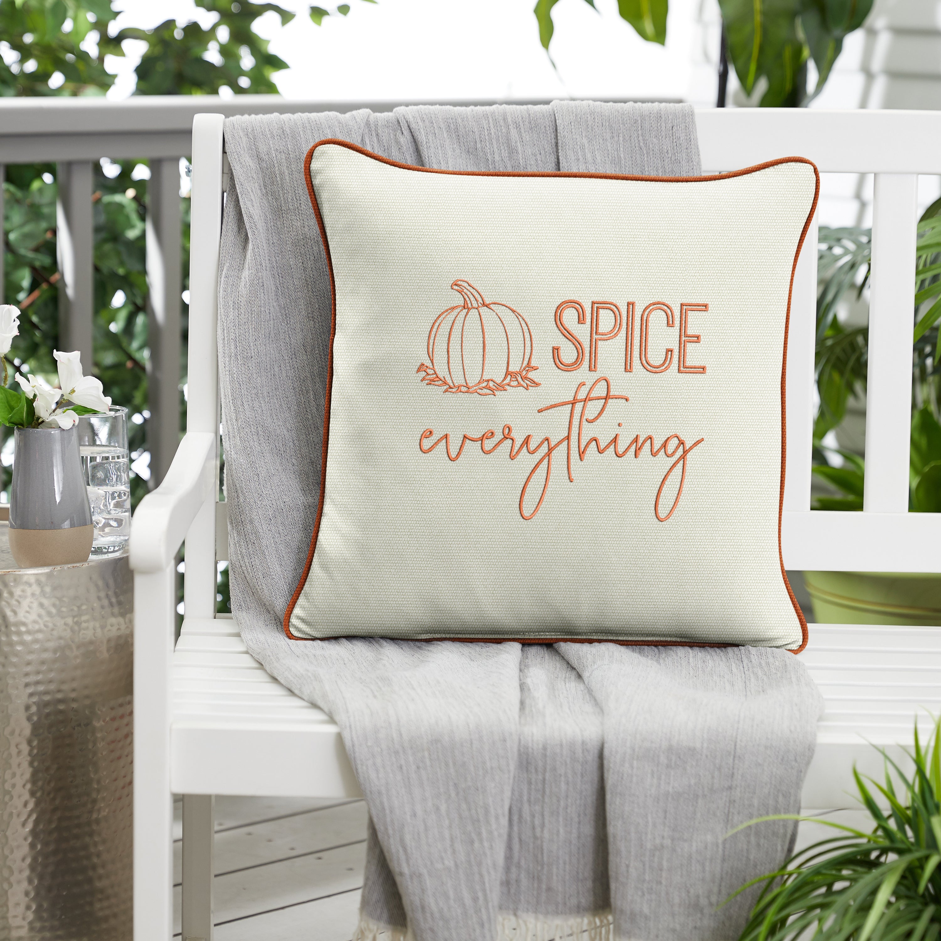 Sunbrella Fall & Halloween Embroidered Outdoor Pillow