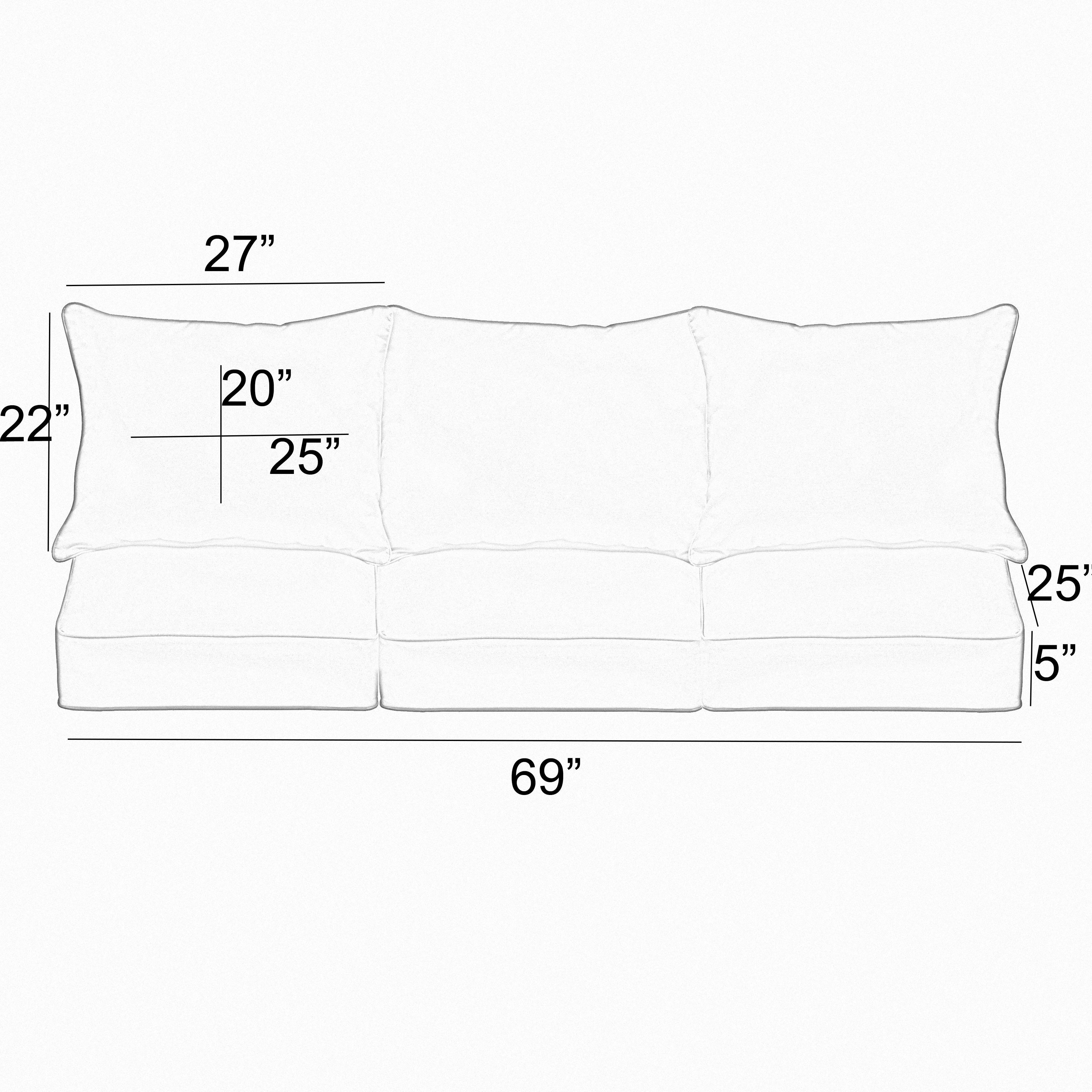 Sunbrella Lido with Contrast Cording Deep Seating Sofa Pillow & Cushion Set - Sorra Home