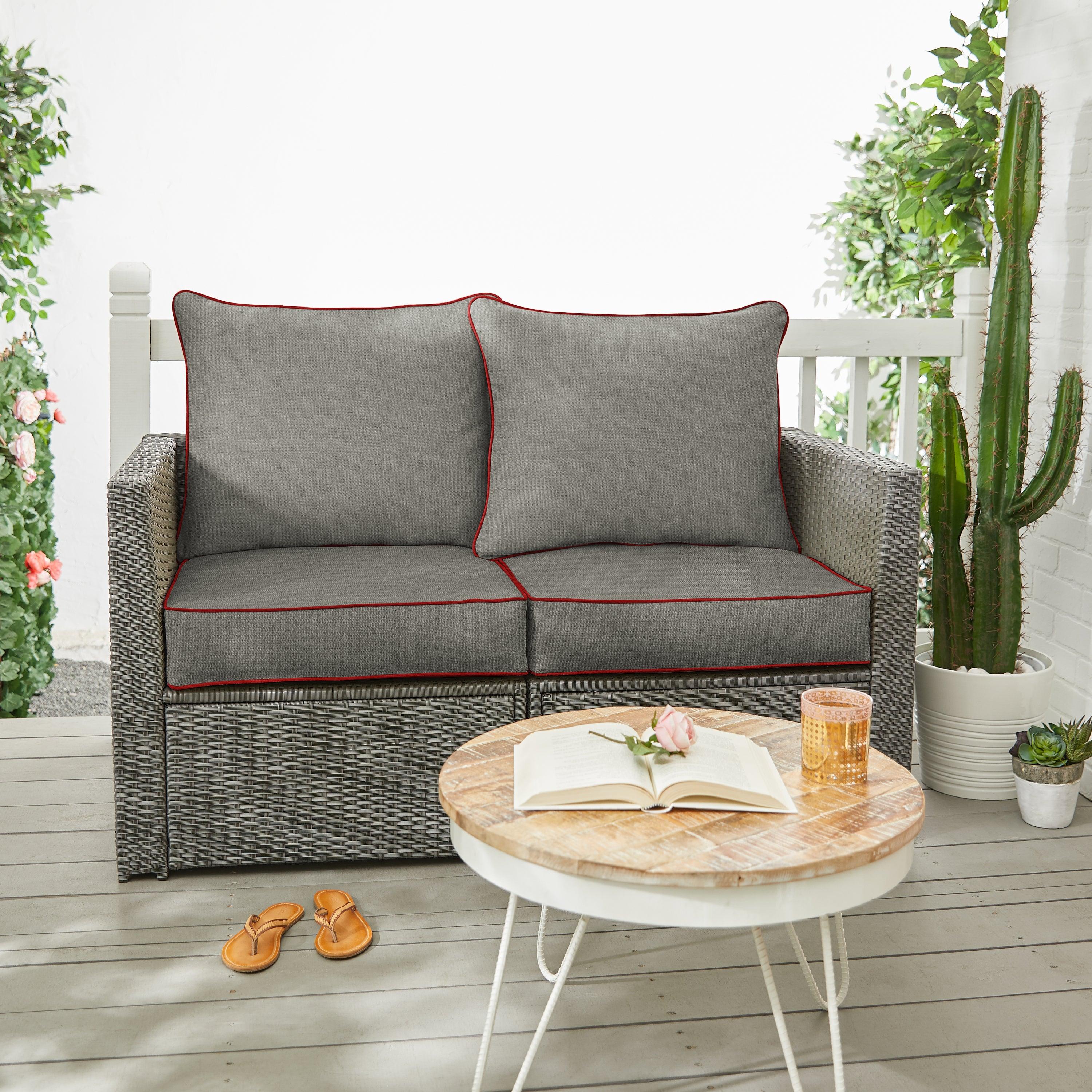 Sunbrella Canvas Deep Seating Loveseat Pillow & Cushion Set - Sorra Home