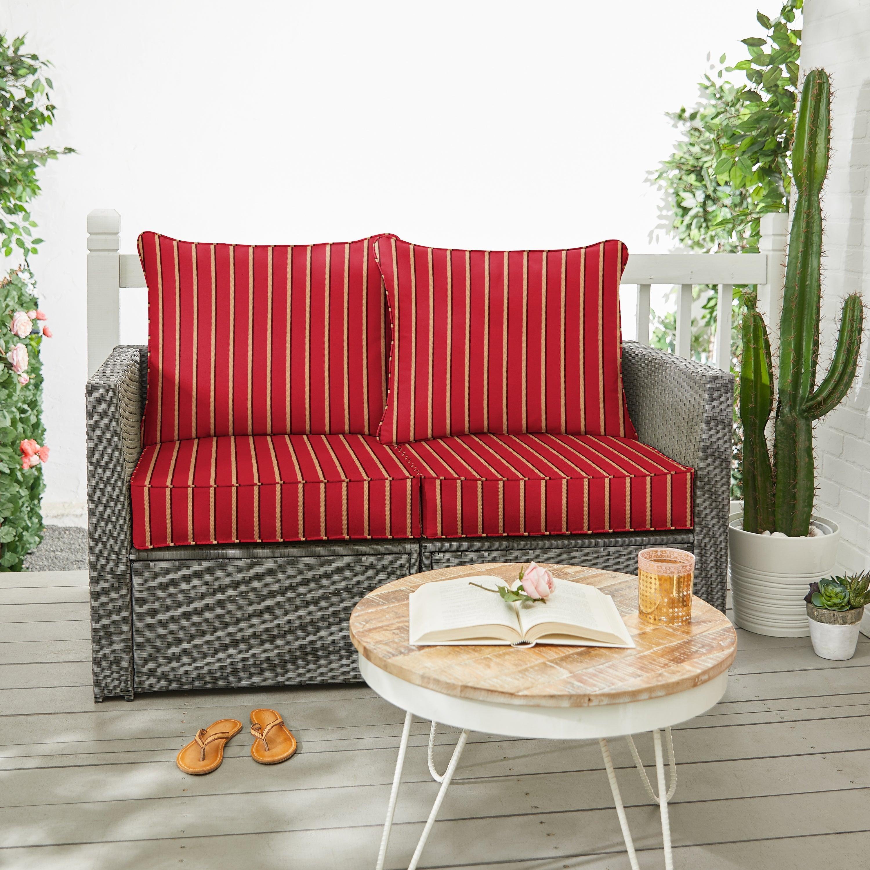 Sunbrella Hardwood Crimson Deep Seating Loveseat Pillow & Cushion Set - Sorra Home