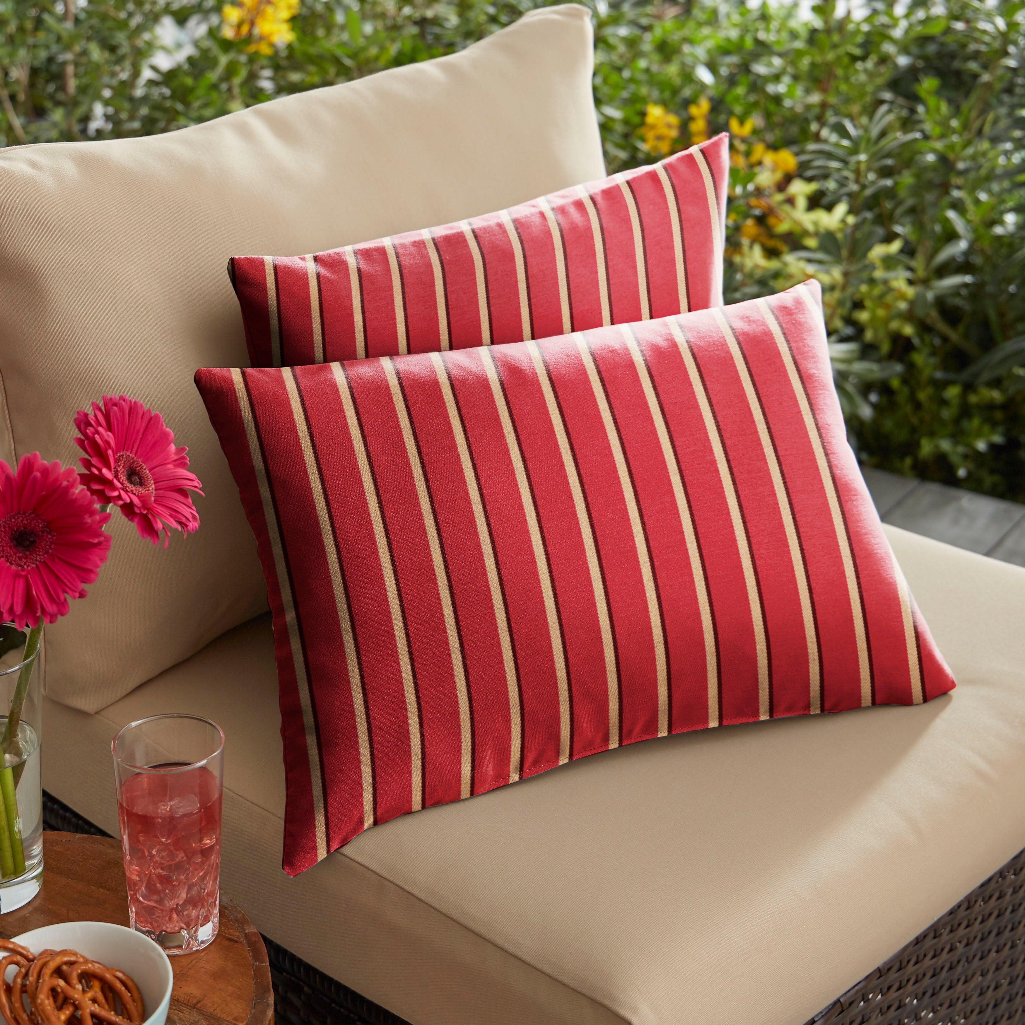 Sunbrella Hardwood Crimson Lumbar Pillow (Set of 2) - Sorra Home