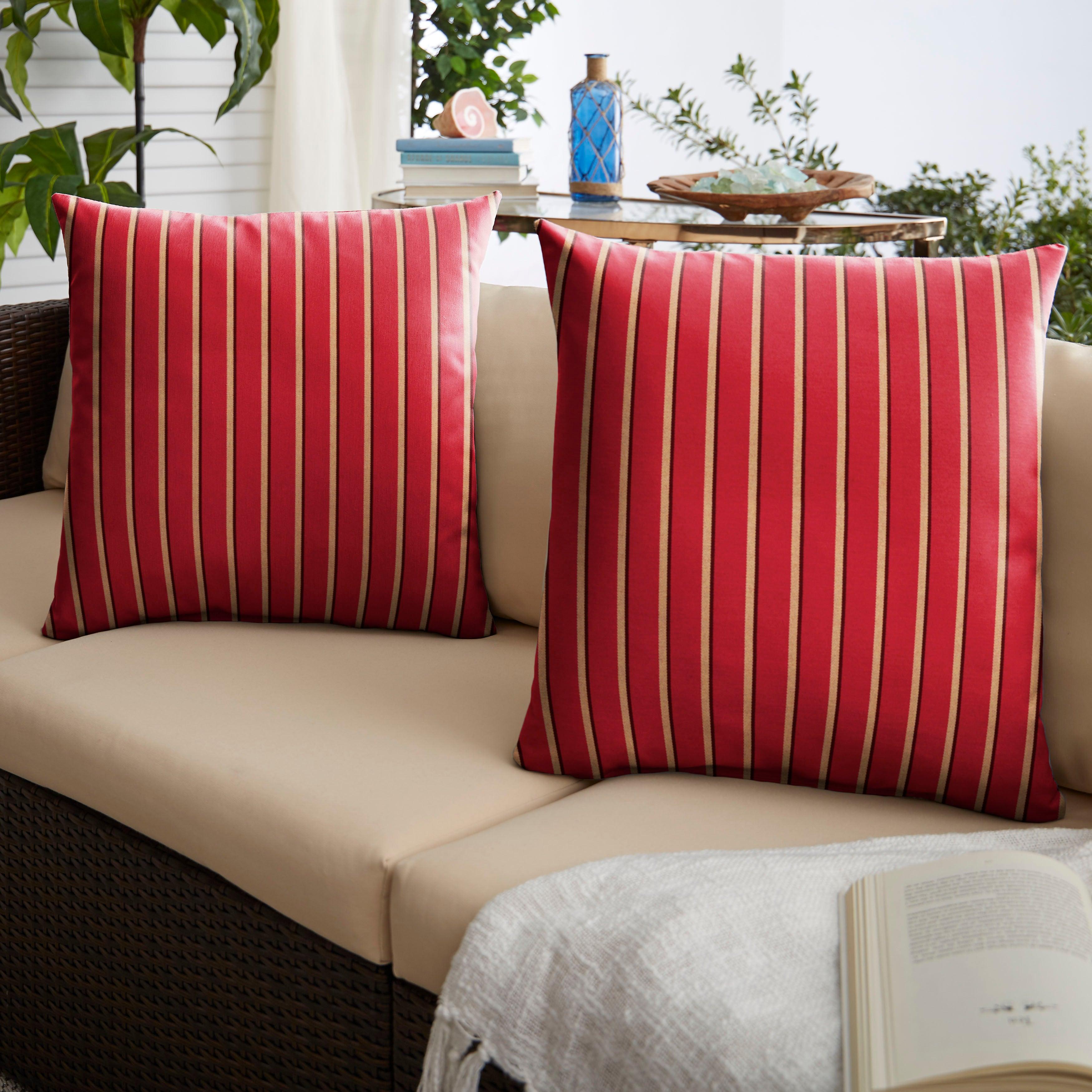 Sunbrella Hardwood Crimson Square Pillow (Set of 2) - Sorra Home