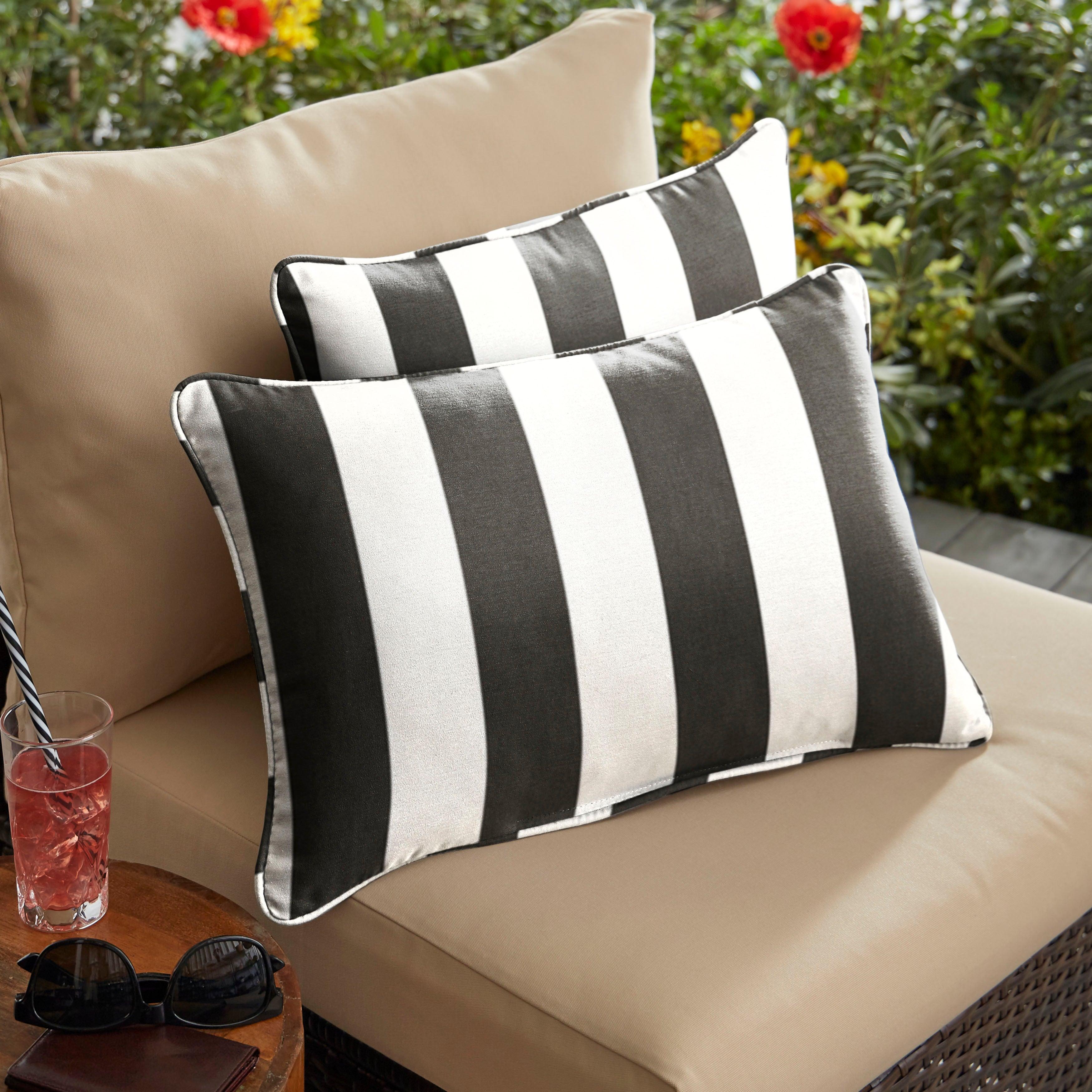 Sunbrella Cabana Lumbar Corded Pillow (Set of 2) - Sorra Home