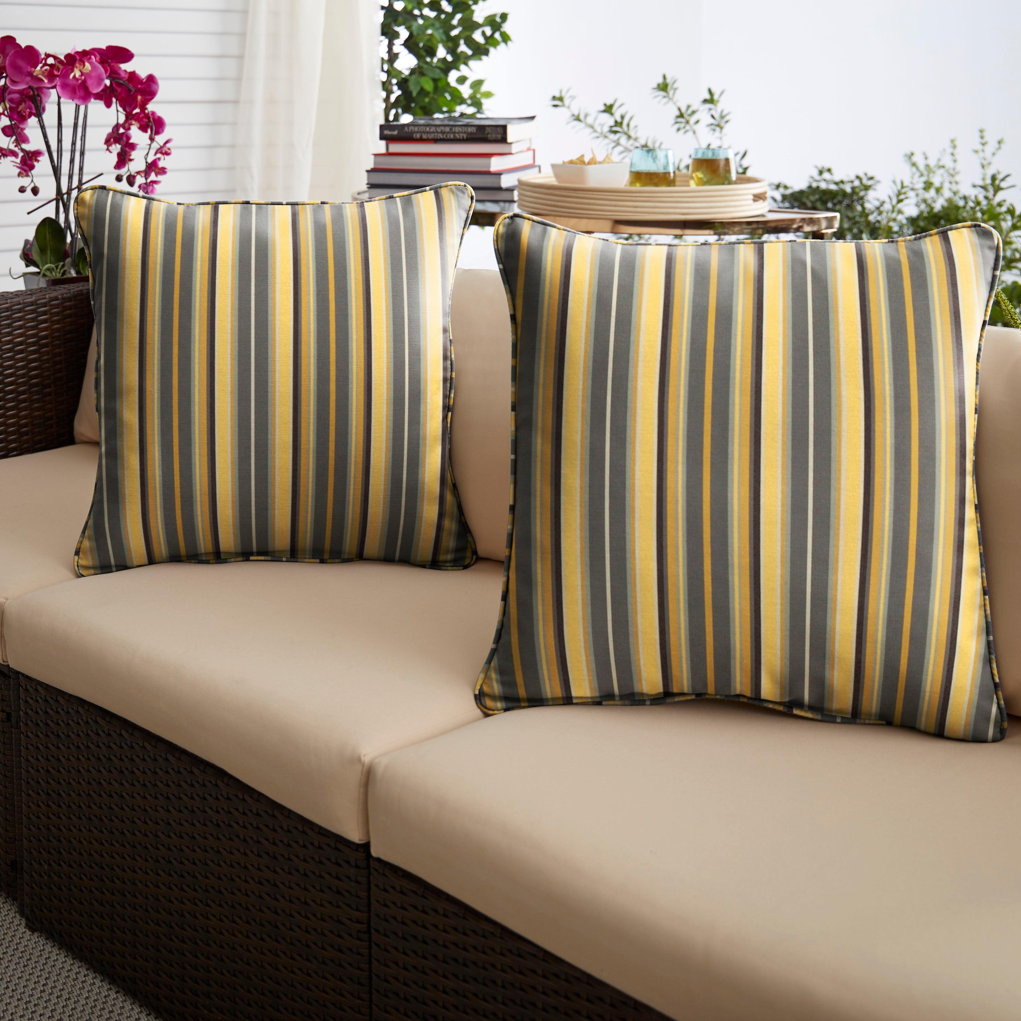 Sunbrella Foster Metallic Square Corded Pillow (Set of 2) - Sorra Home