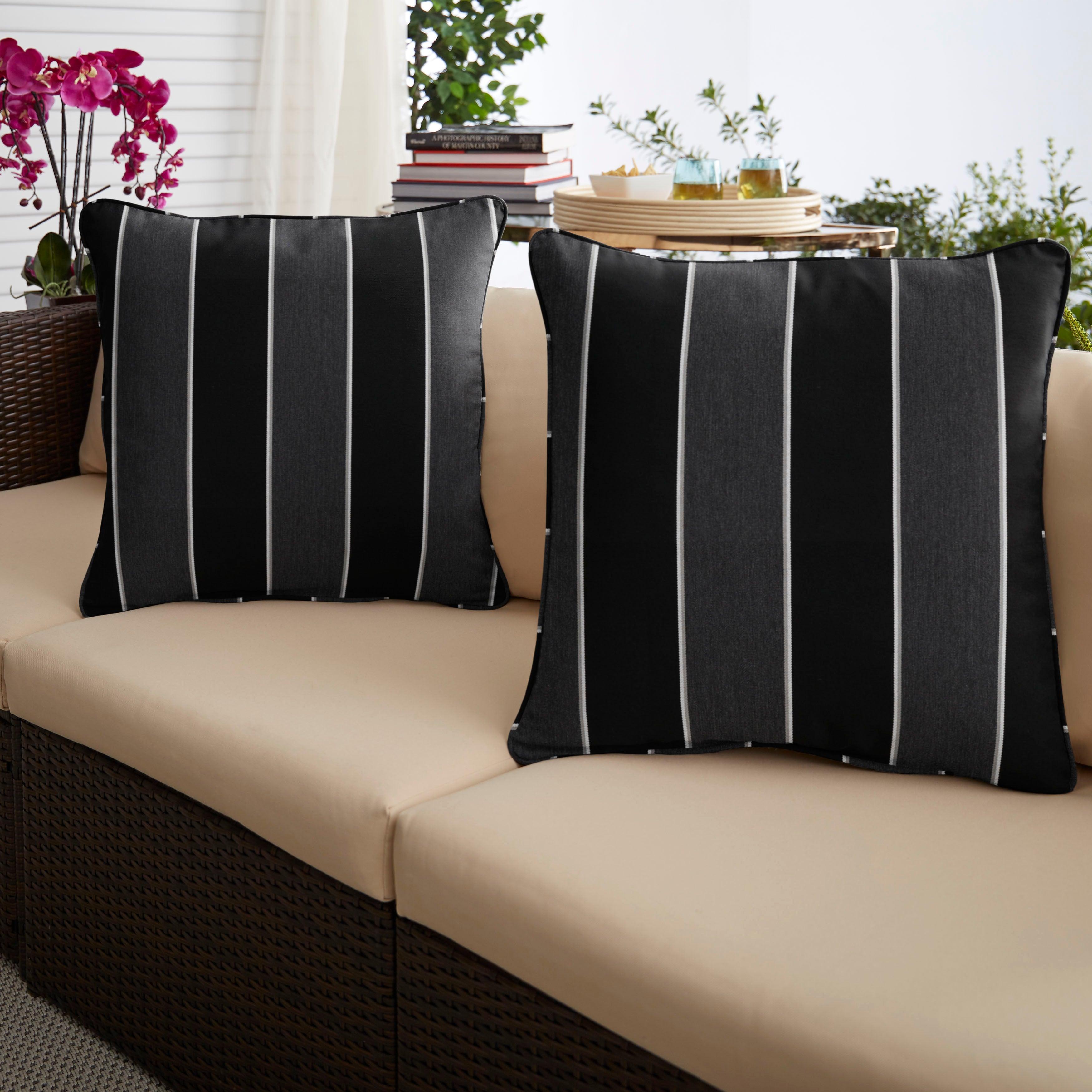 Sunbrella Peyton Granite Square Corded Pillow (Set of 2) - Sorra Home