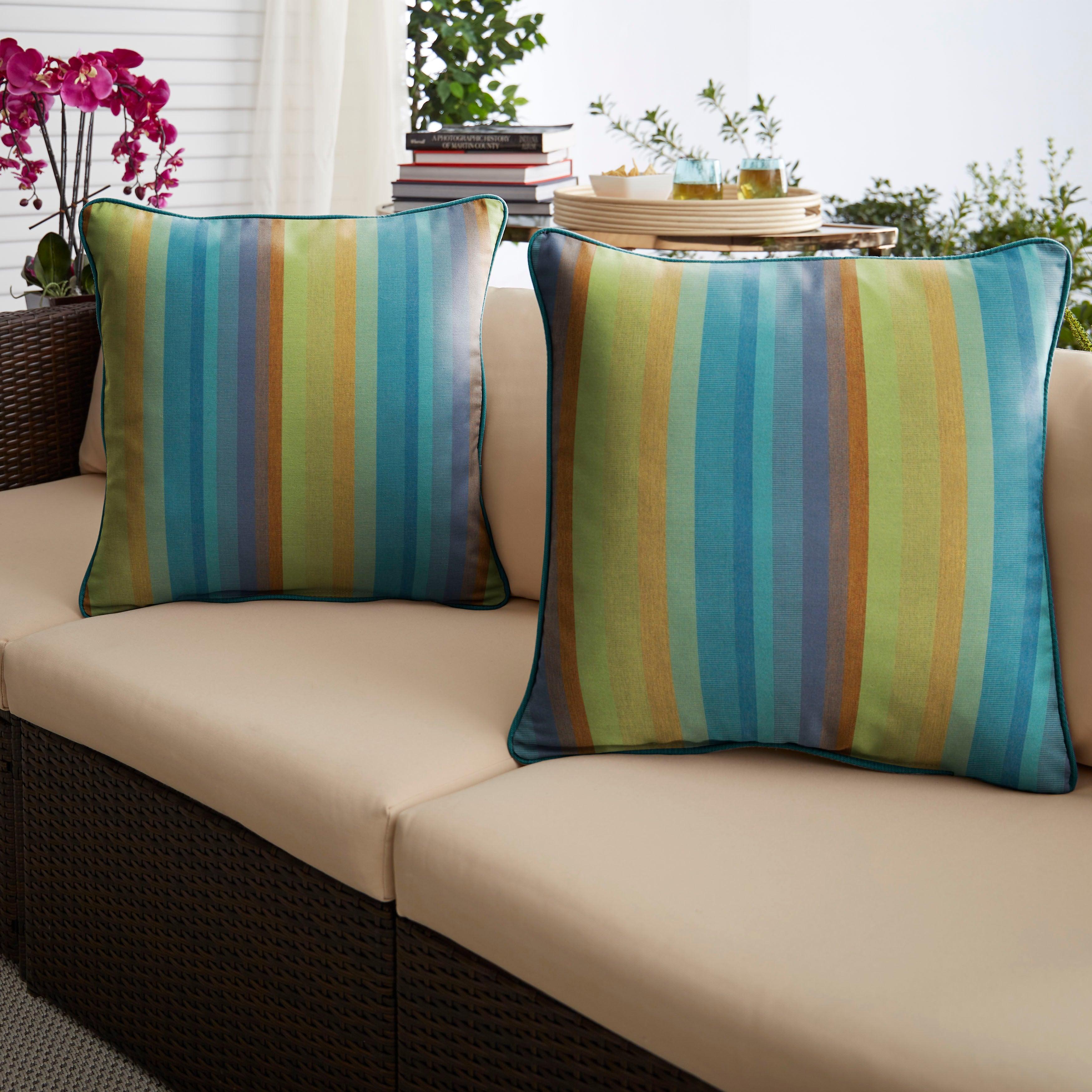 Sunbrella Astoria with Contrast Cording Square Corded Pillow (Set of 2) - Sorra Home