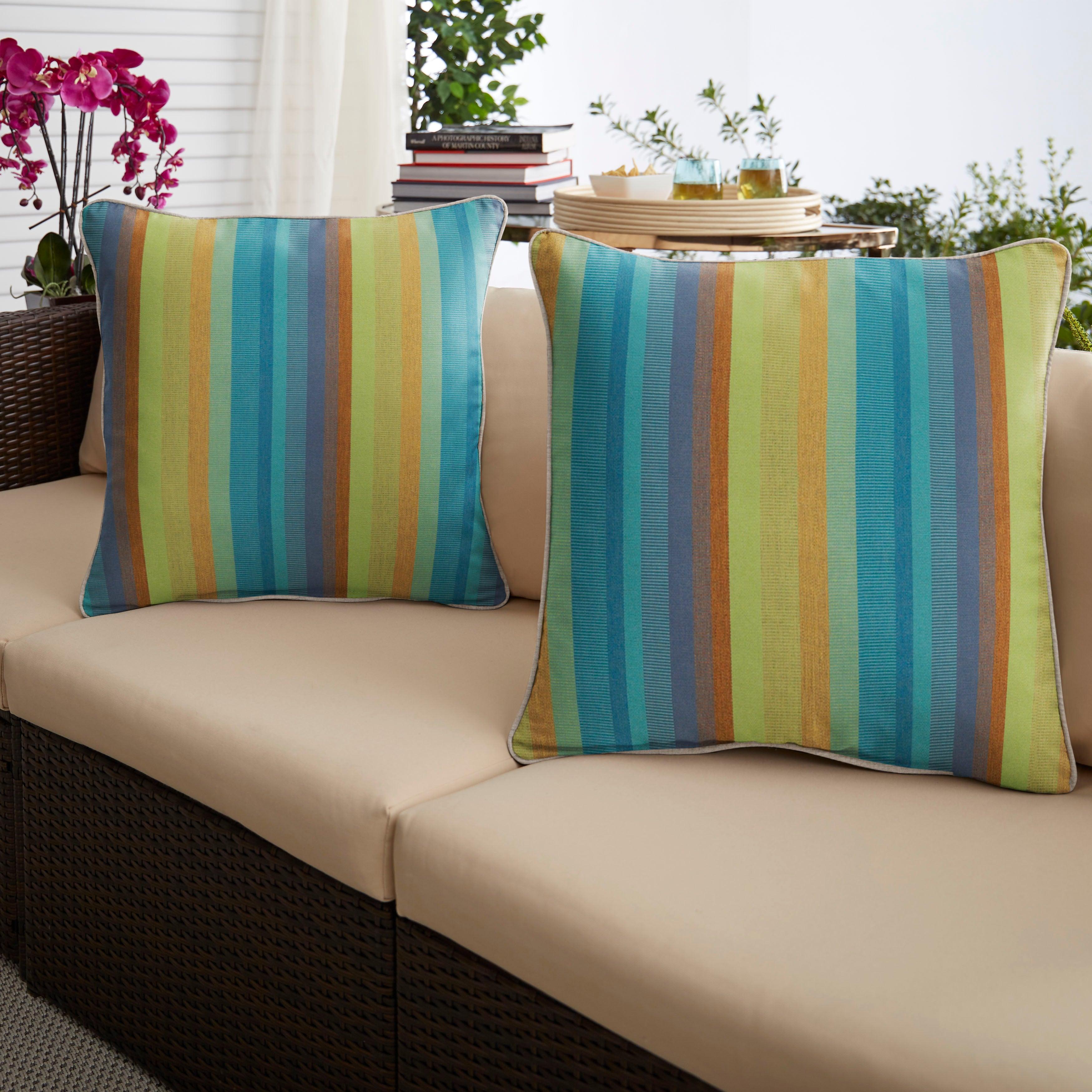 Sunbrella Astoria with Contrast Cording Square Corded Pillow (Set of 2) - Sorra Home