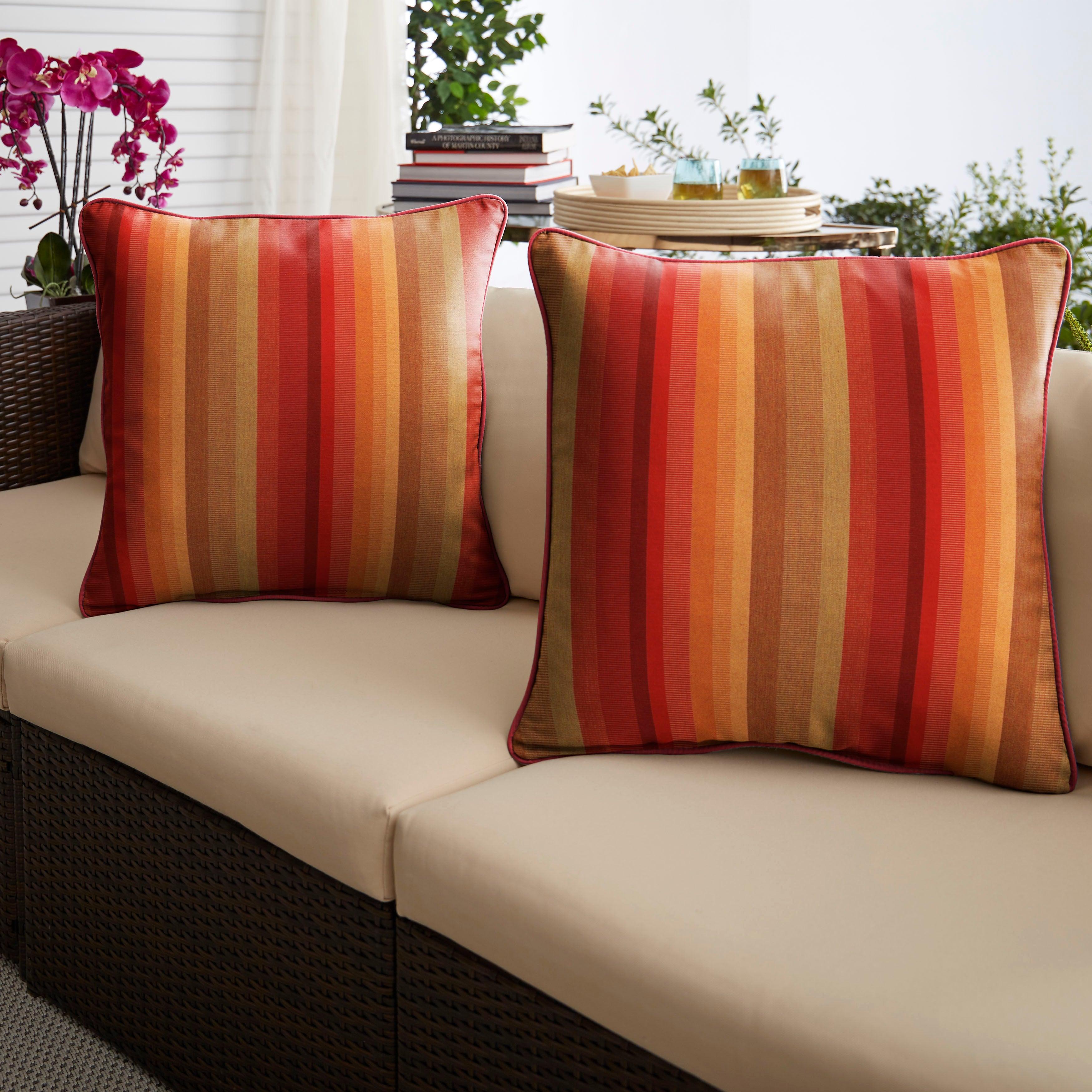 Sunbrella Astoria with Contrast Cording Square Corded Pillow (Set of 2) - Sorra Home