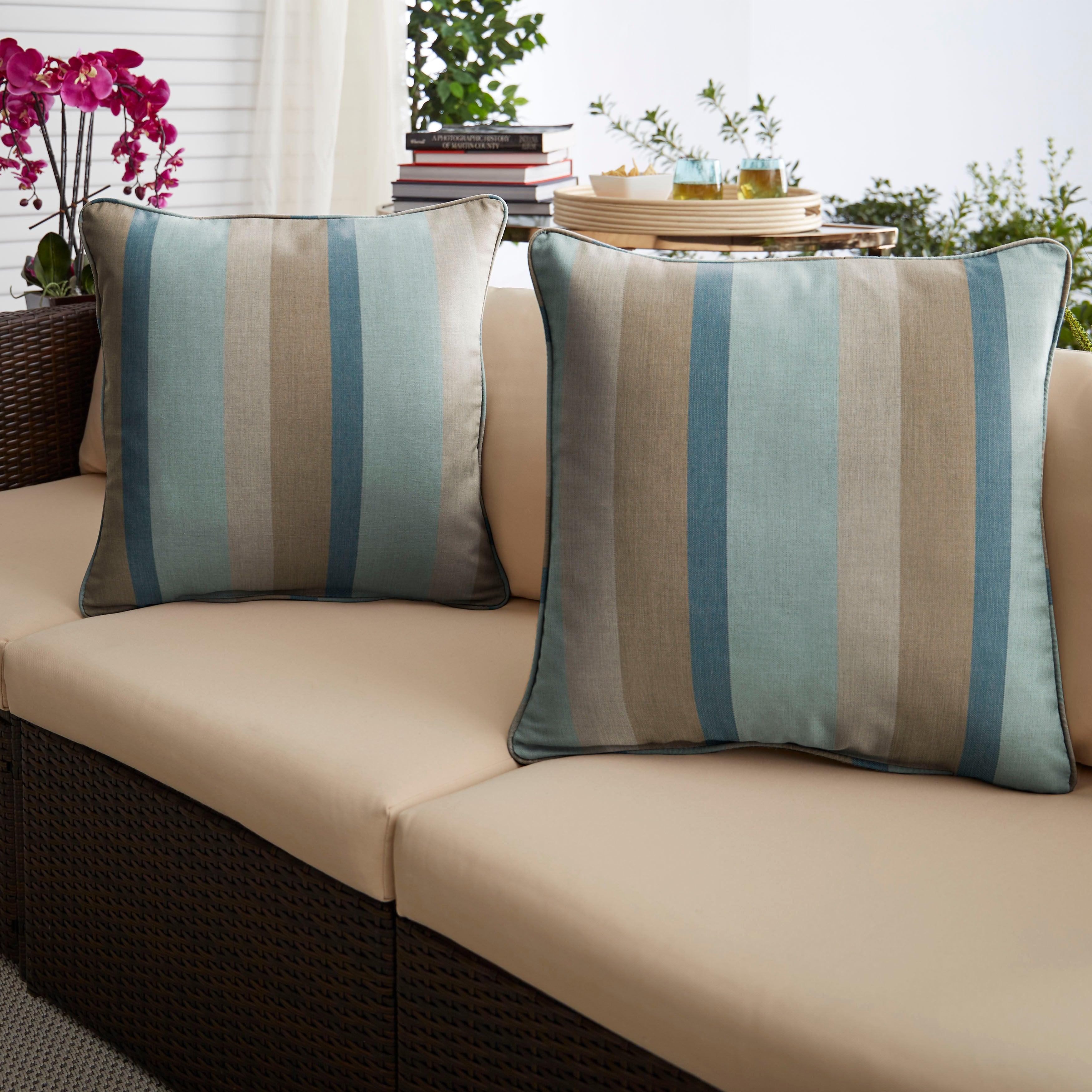 Sunbrella Mist Square Corded Pillow (Set of 2) - Sorra Home