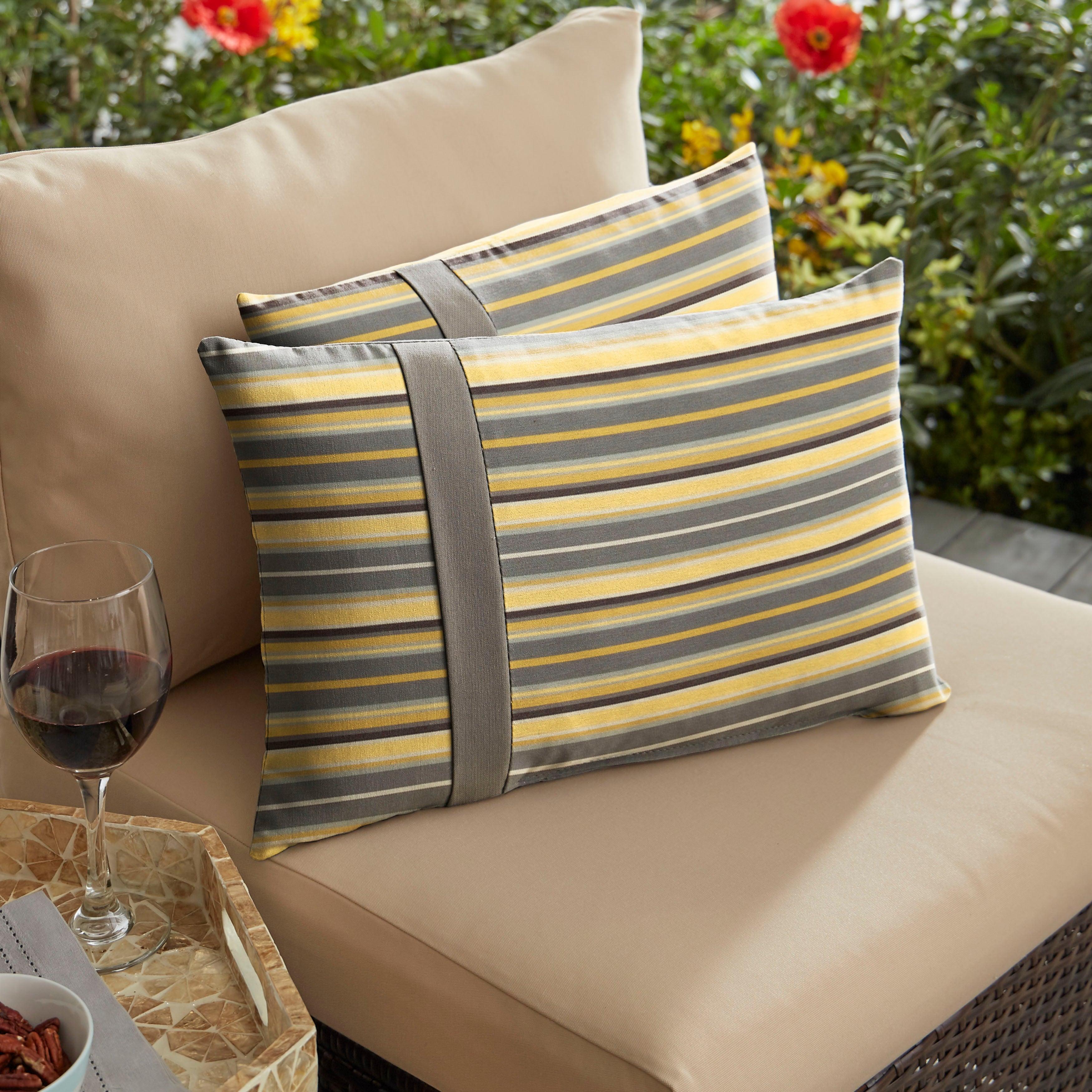 Sunbrella Foster Metallic with Contrast Cording Pillow with Large Flange (Set of 2) - Sorra Home