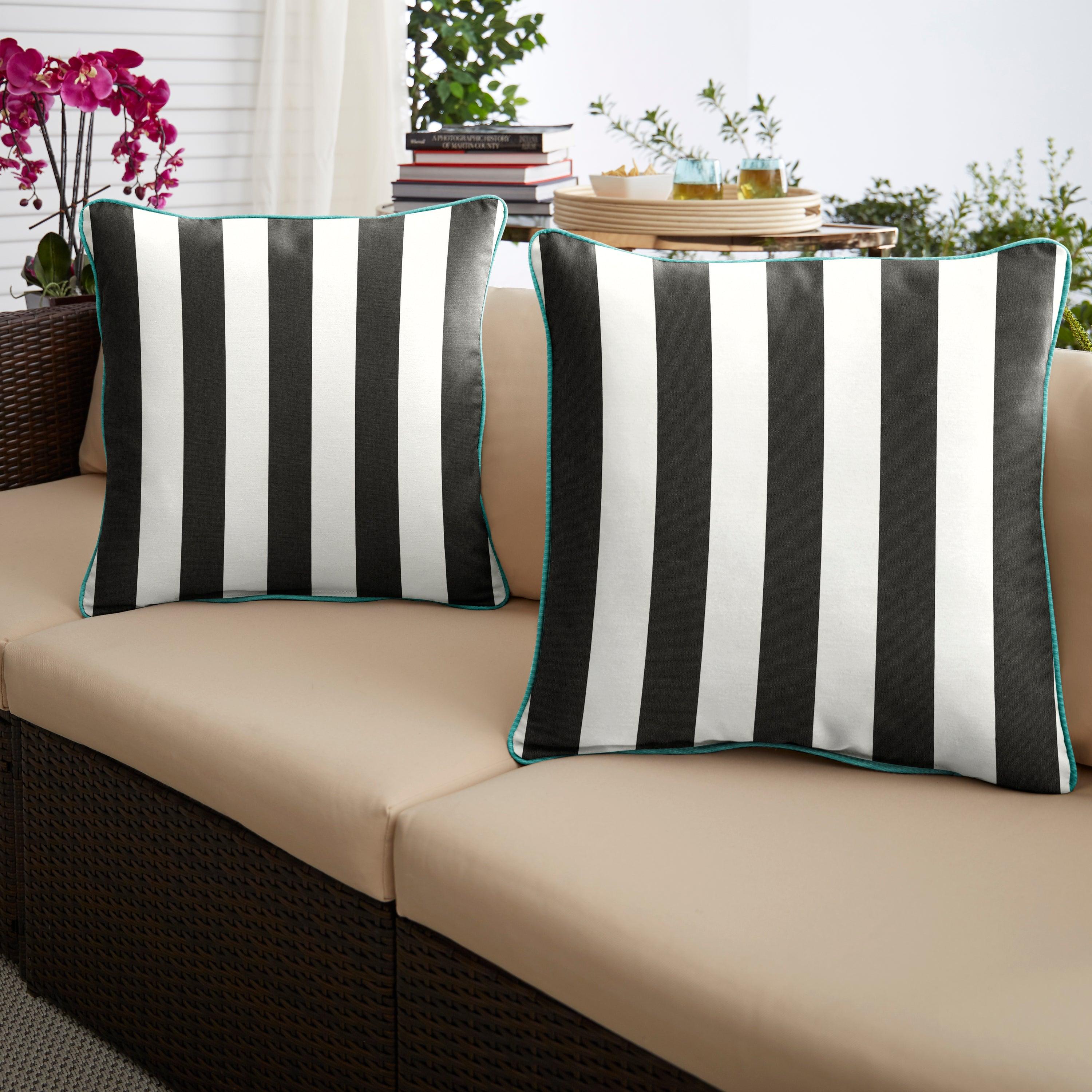 Sunbrella Cabana with Contrast Cording Square Corded Pillow (Set of 2) - Sorra Home