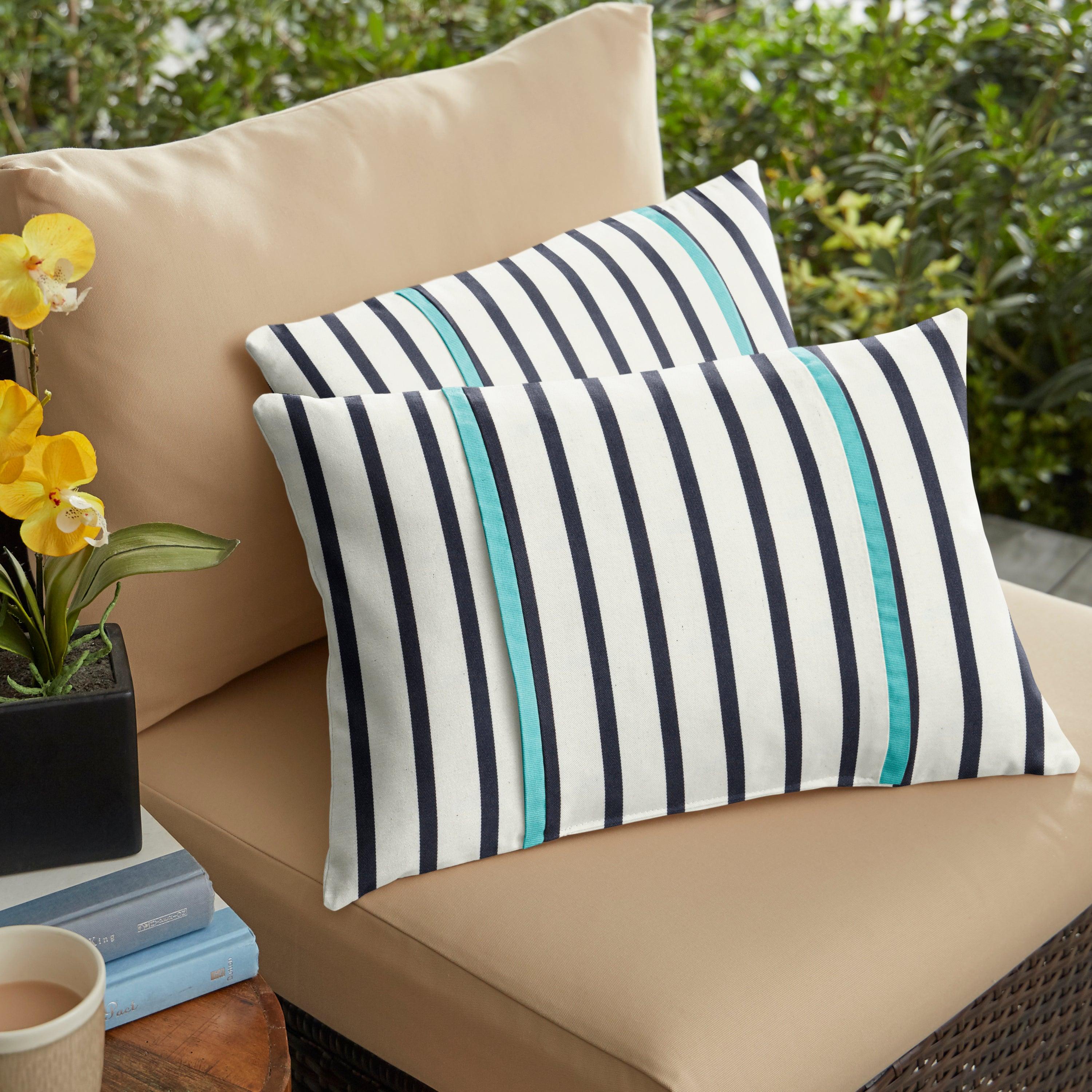 Sunbrella Lido with Contrast Cording Pillow with Petite Flange (Set of 2) - Sorra Home