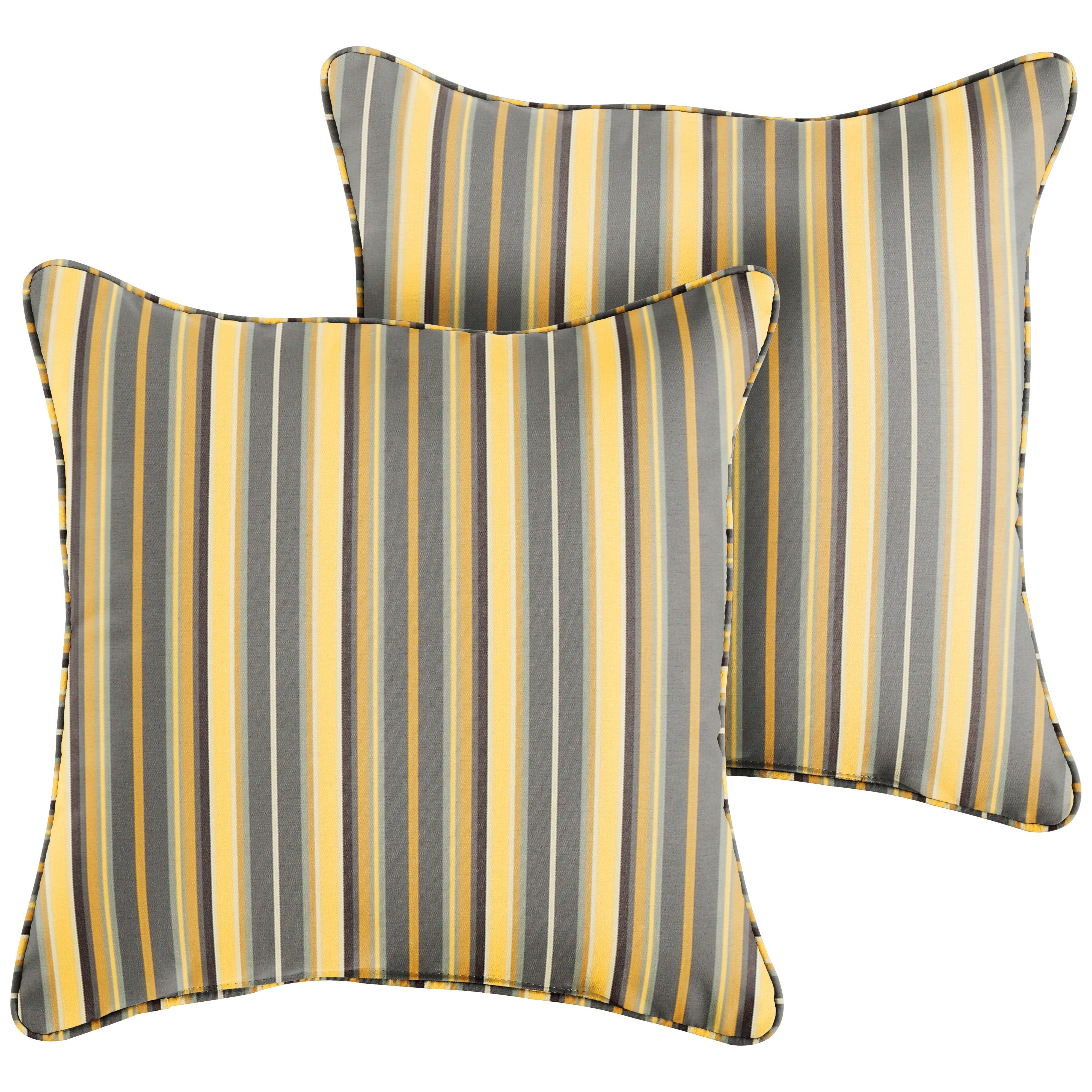 Sunbrella Foster Metallic Square Corded Pillow (Set of 2) - Sorra Home