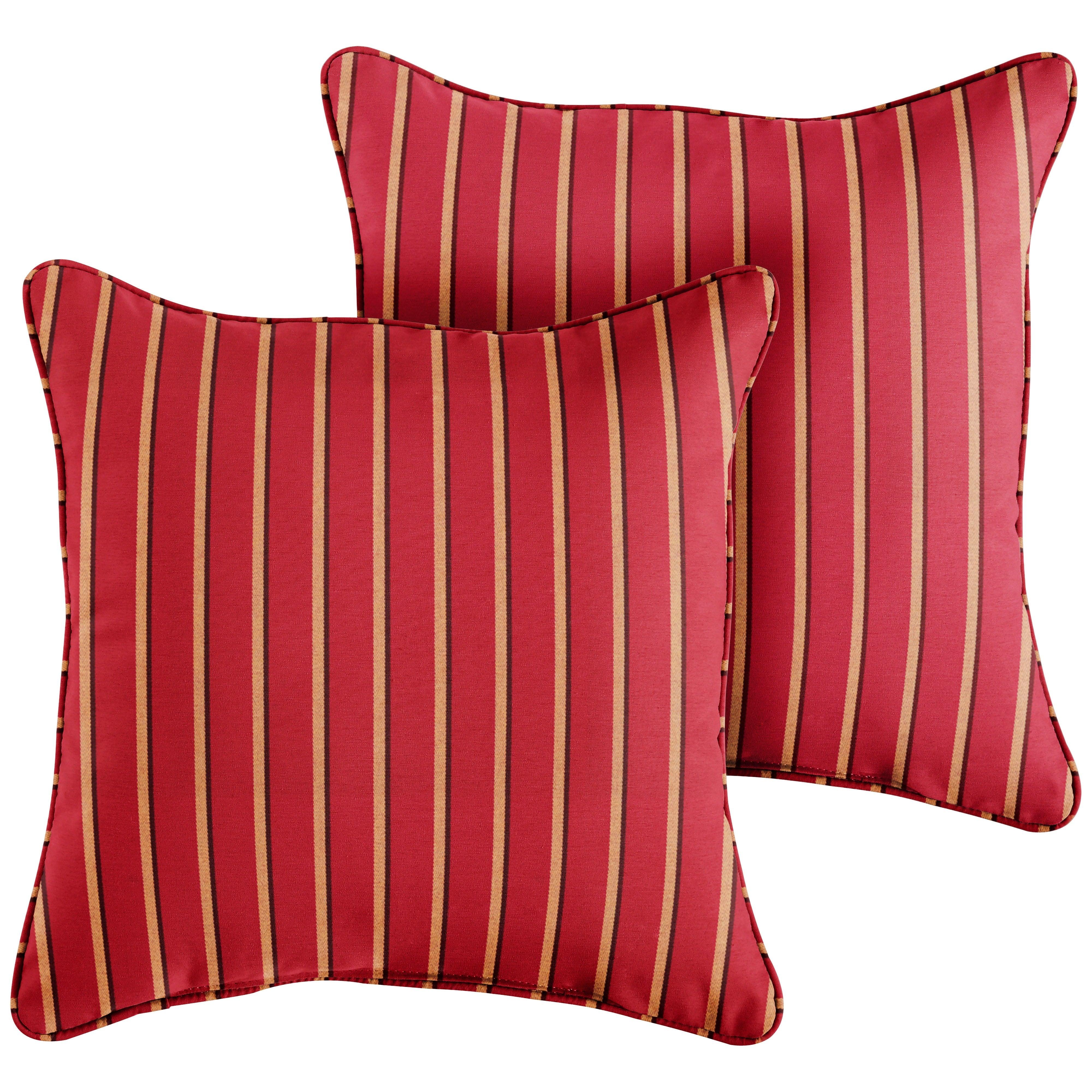 Sunbrella Harwood Crimson Square Corded Pillow (Set of 2) - Sorra Home