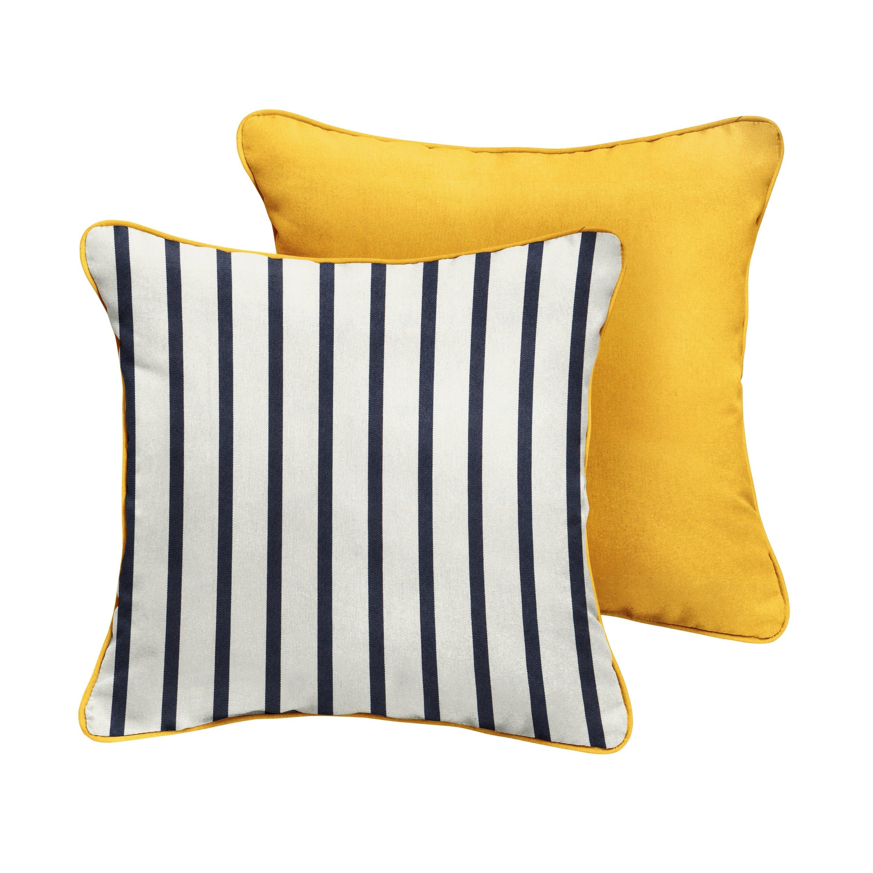 Sunbrella Lido with Contrast Cording Square Corded Pillow (Set of 2) - Sorra Home